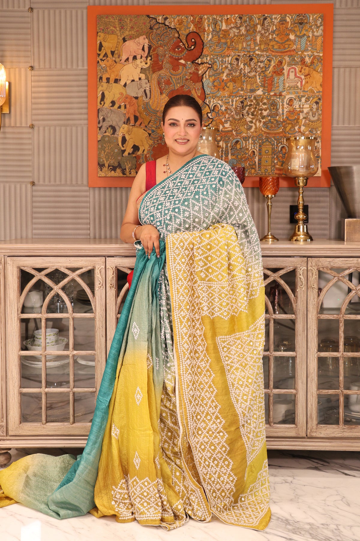 Tussar Shaded Hand Gujrati