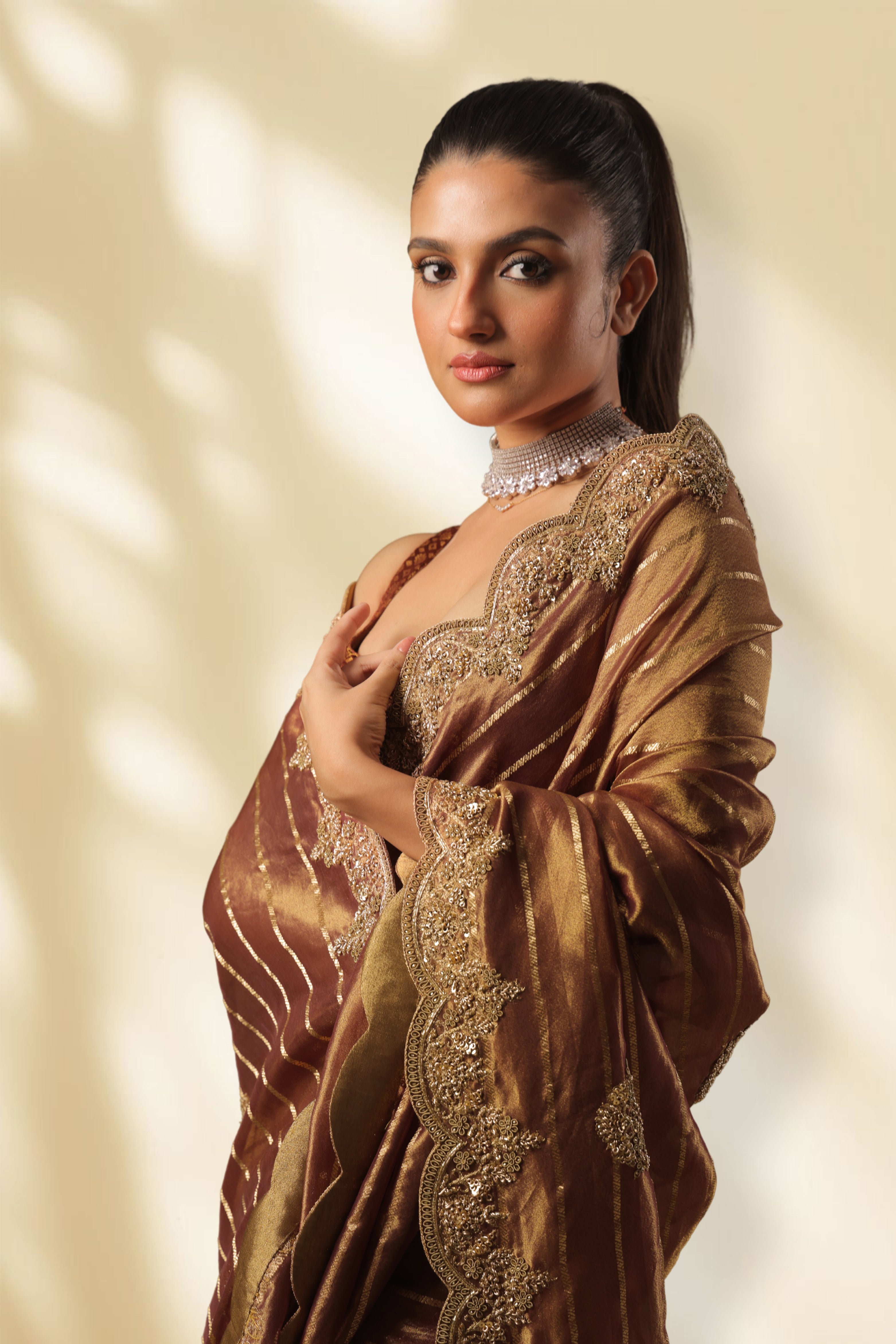 Exclusive Checks Tissue Zardosi Work