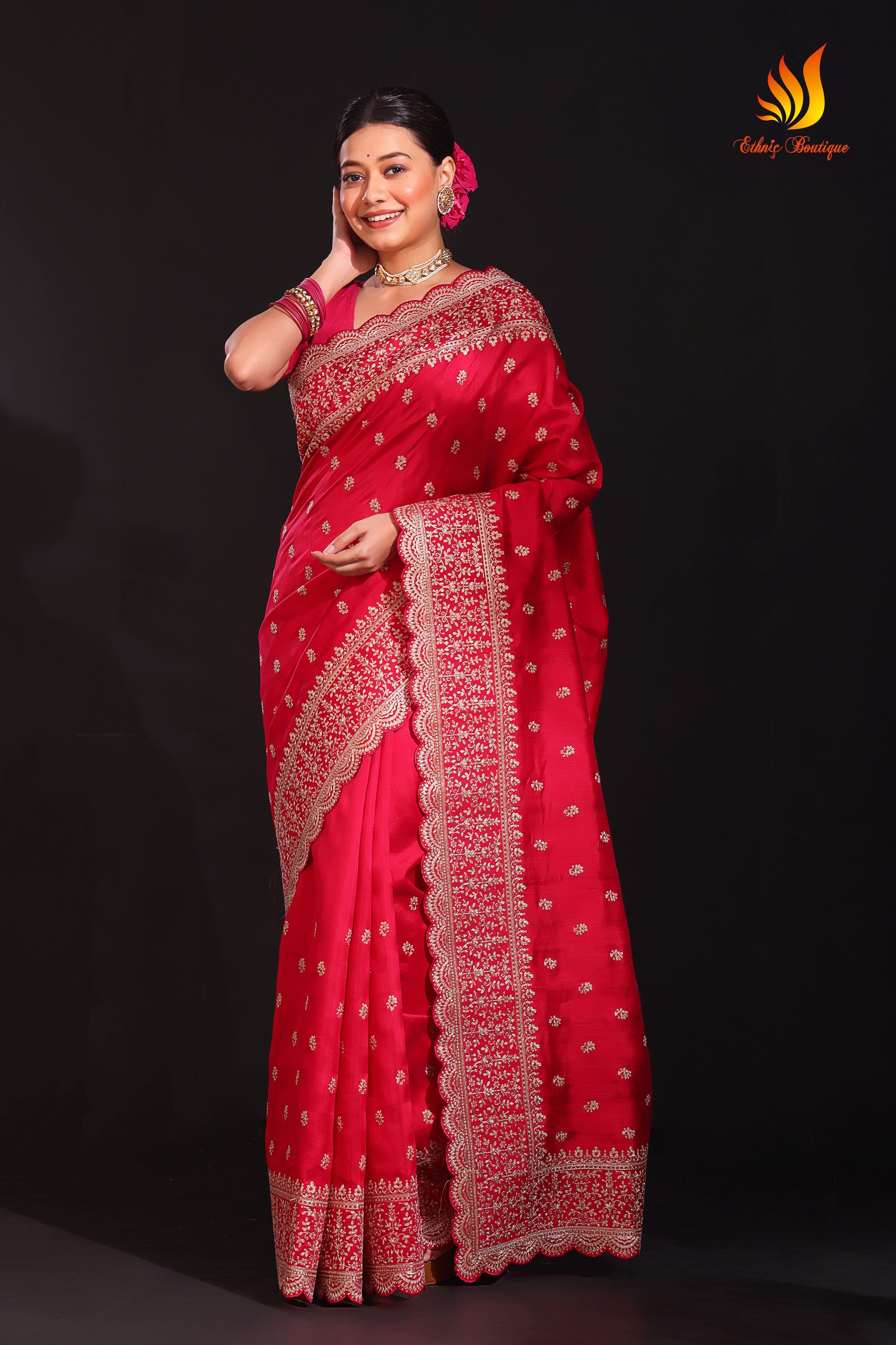 Semi Tussar Pita zari Work