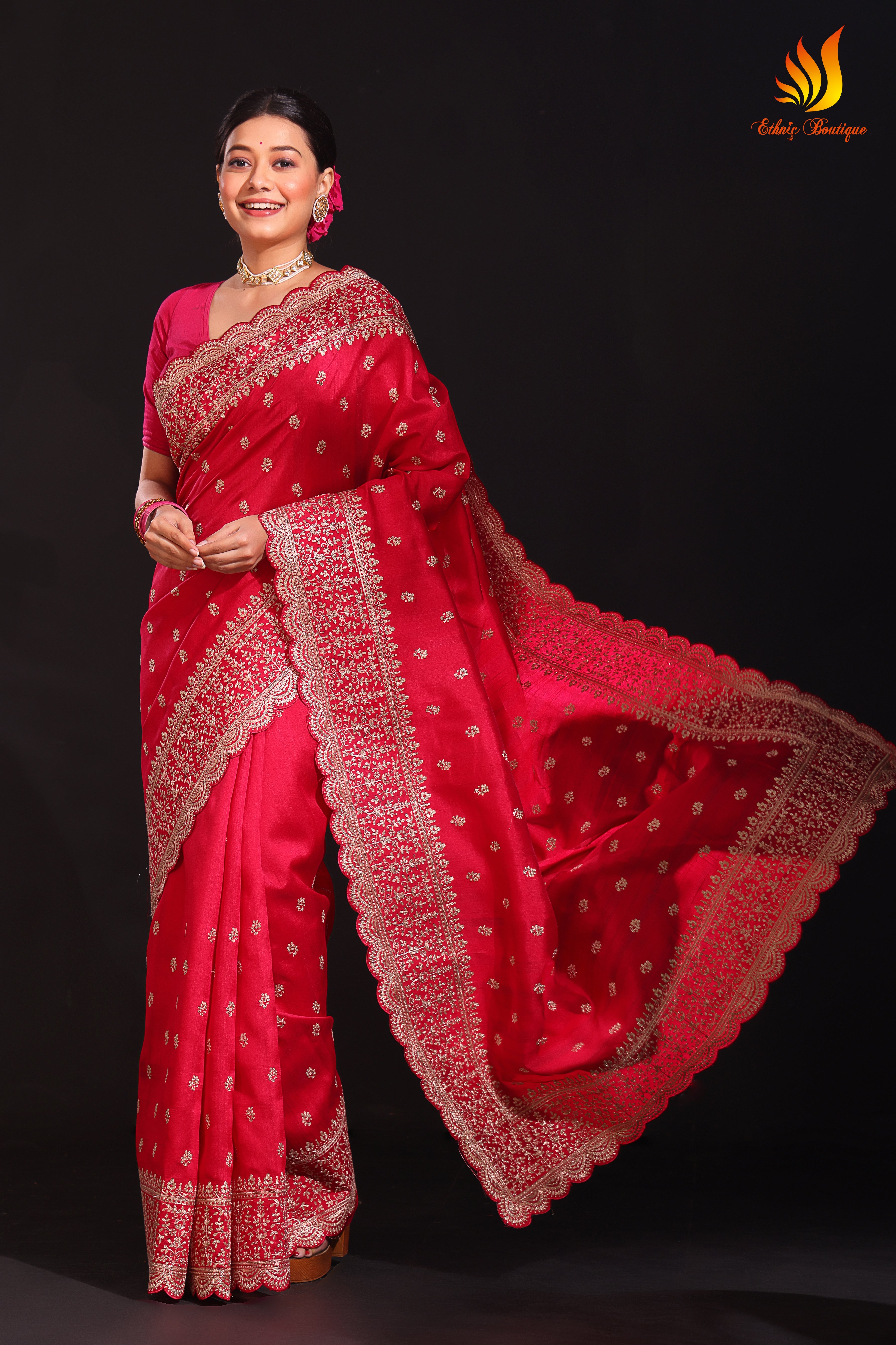 Semi Tussar Pita zari Work