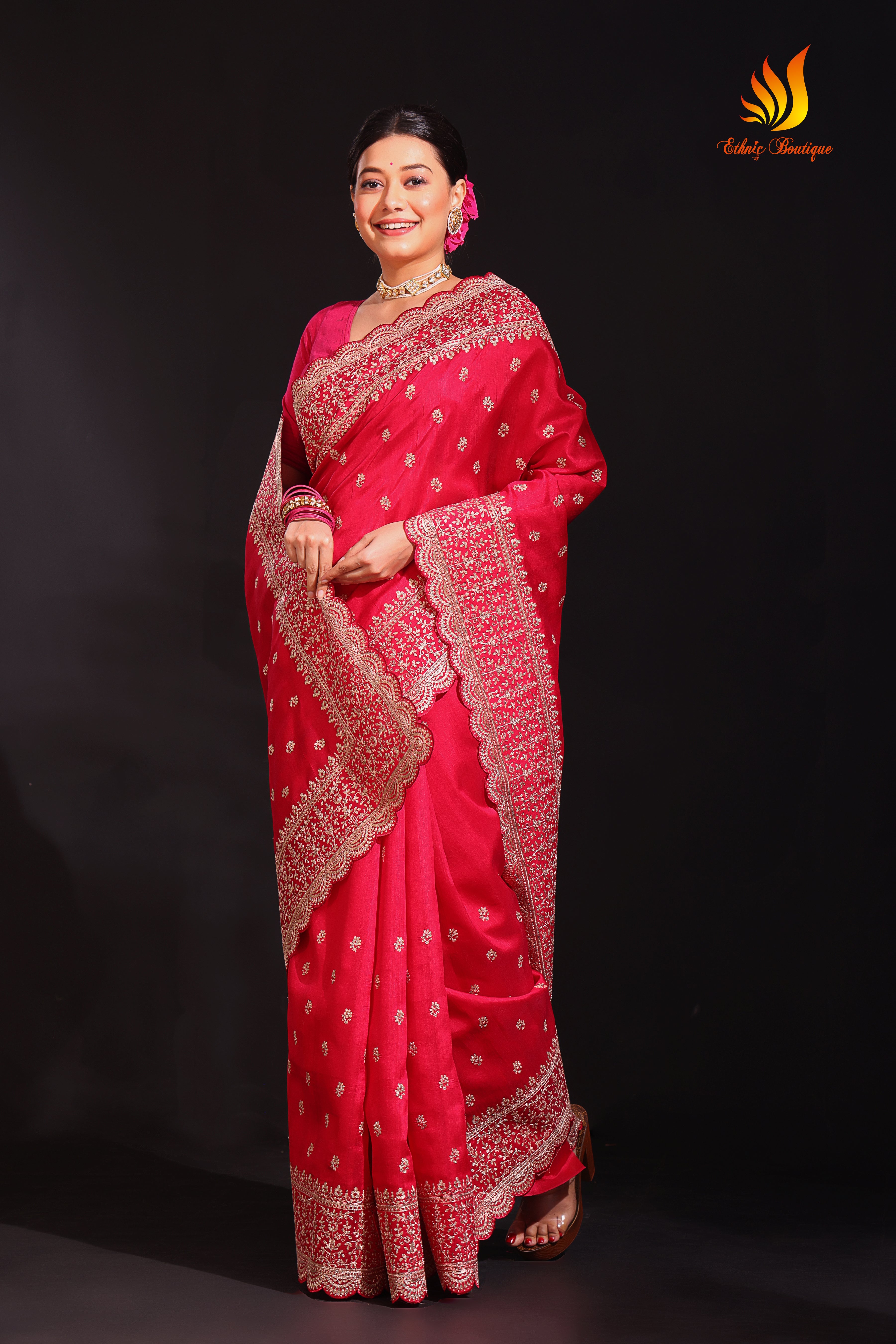 Semi Tussar Pita zari Work