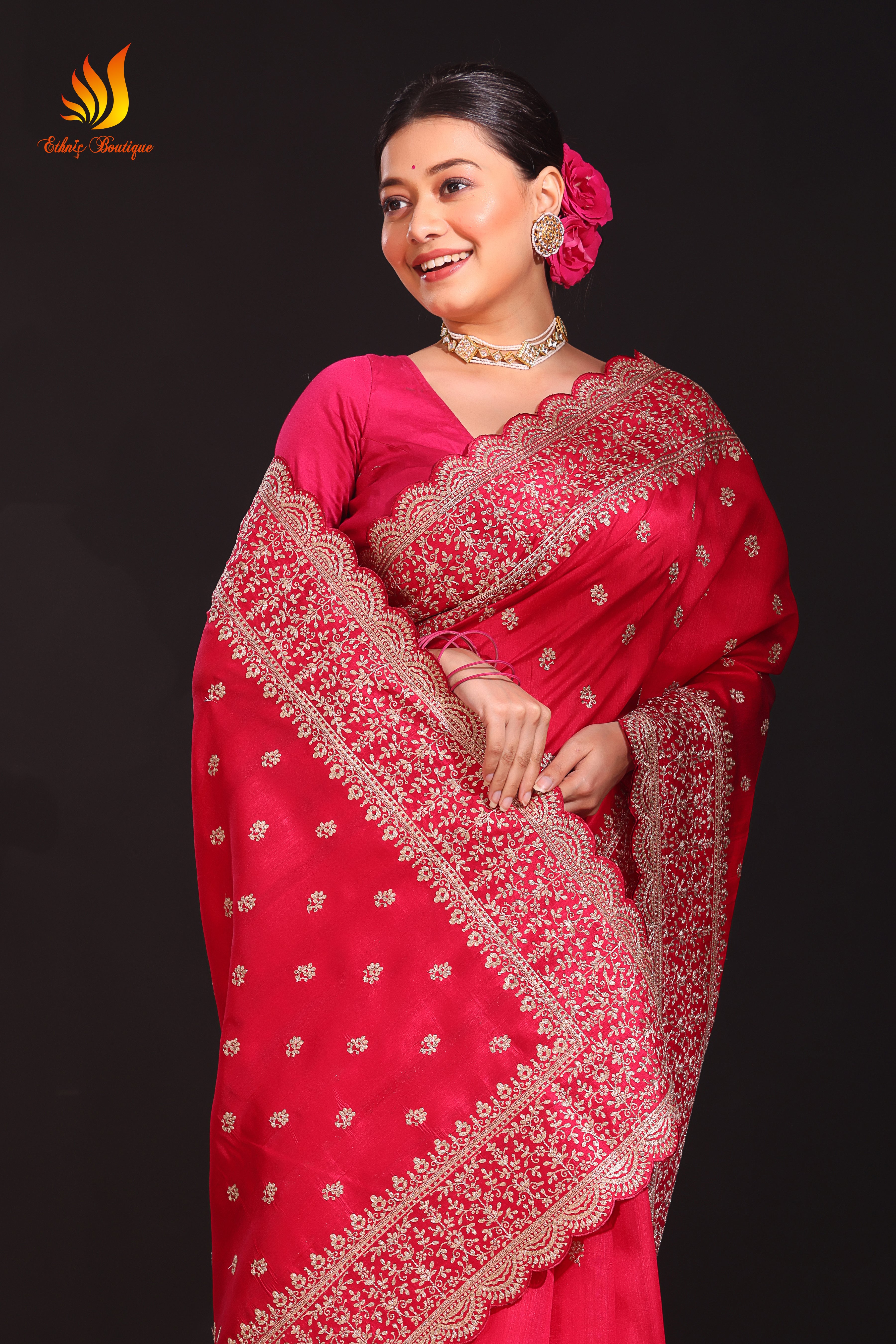 Semi Tussar Pita zari Work