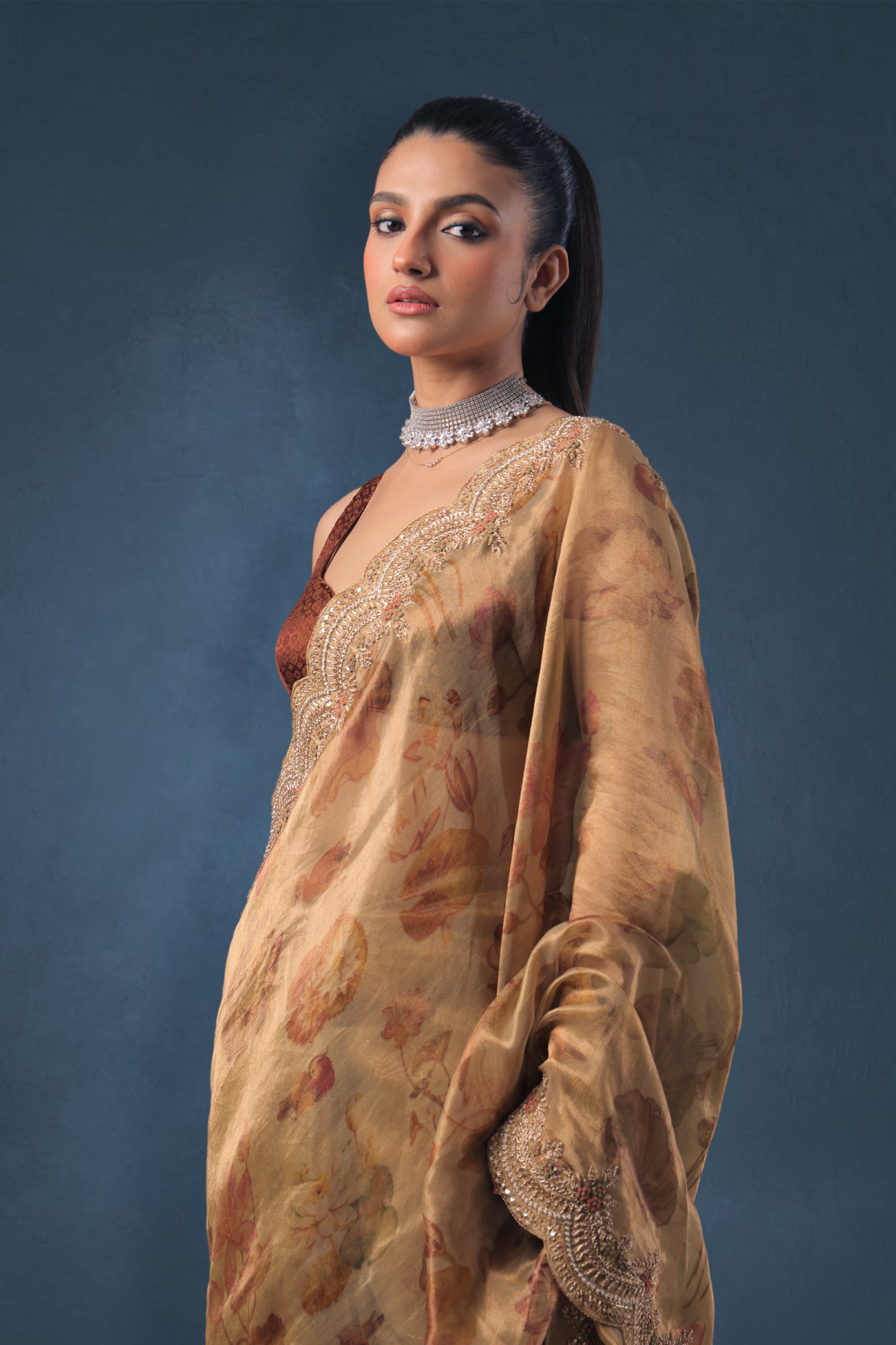 Exclusive Tissue Digital Print Zardosi Work