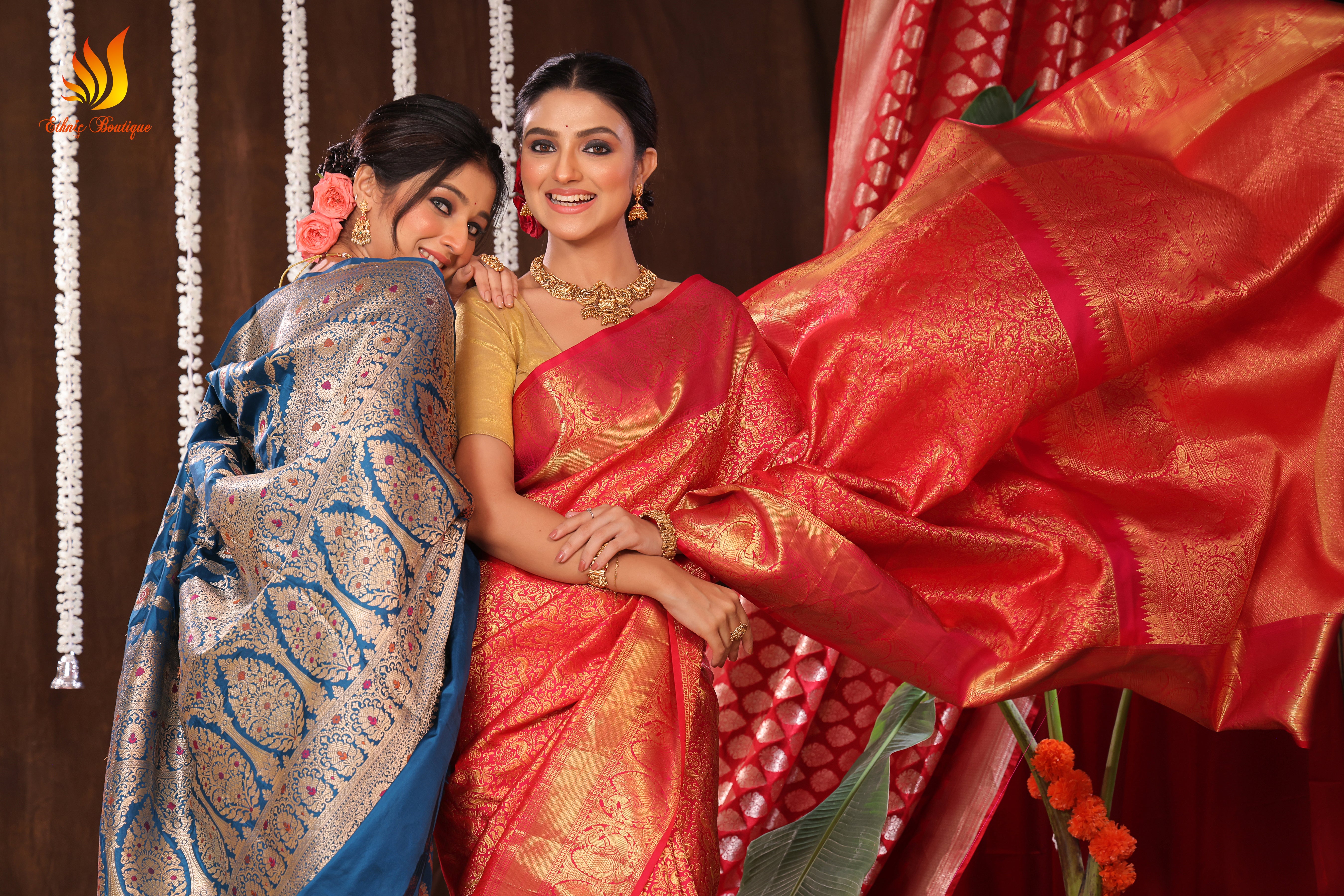 Jaal Meena Katan Banarasi Blue