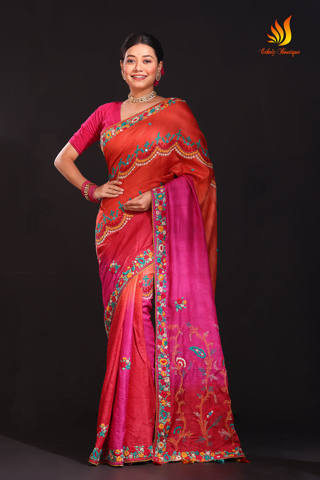 Tussar Fusion Red
