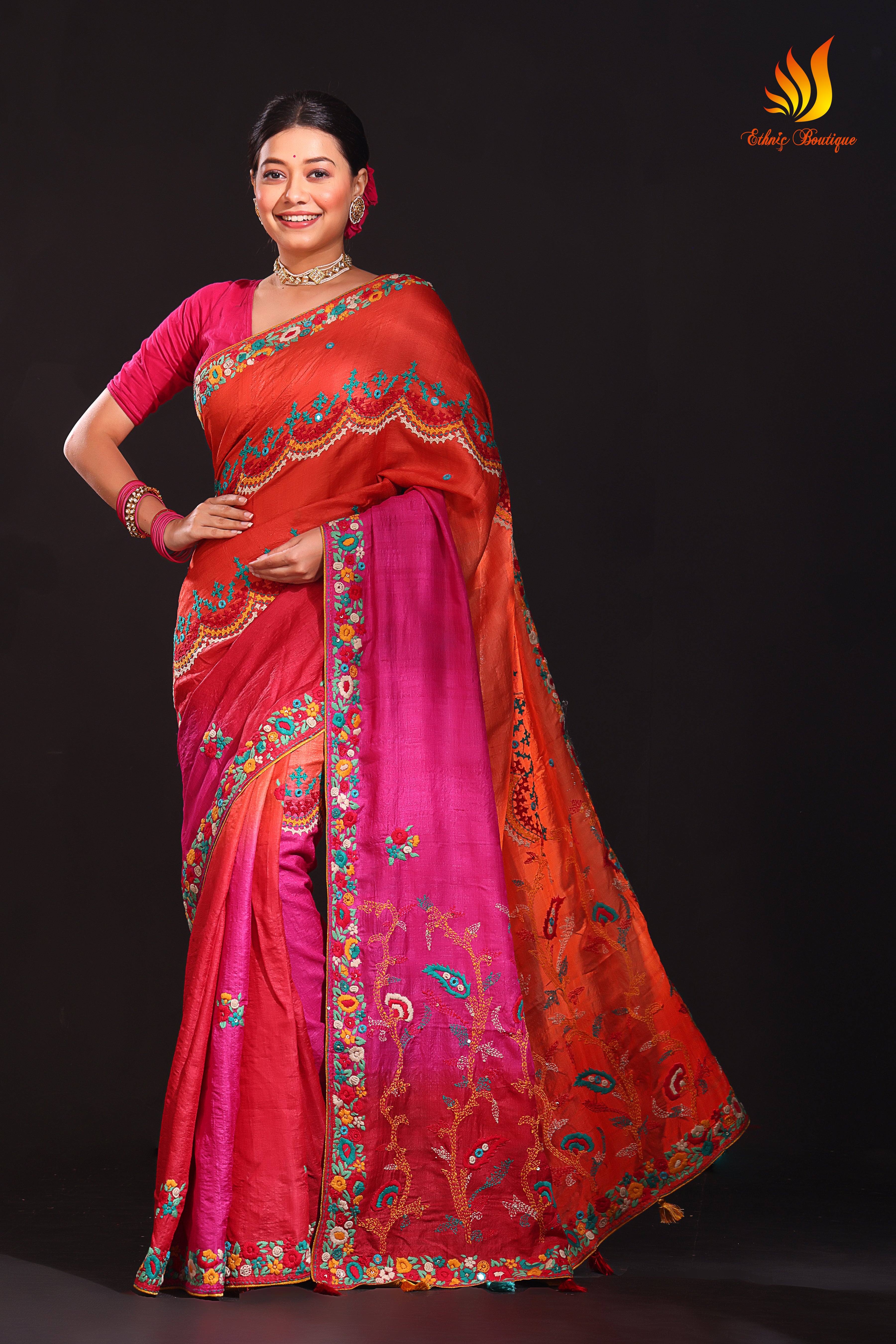Tussar Fusion Red