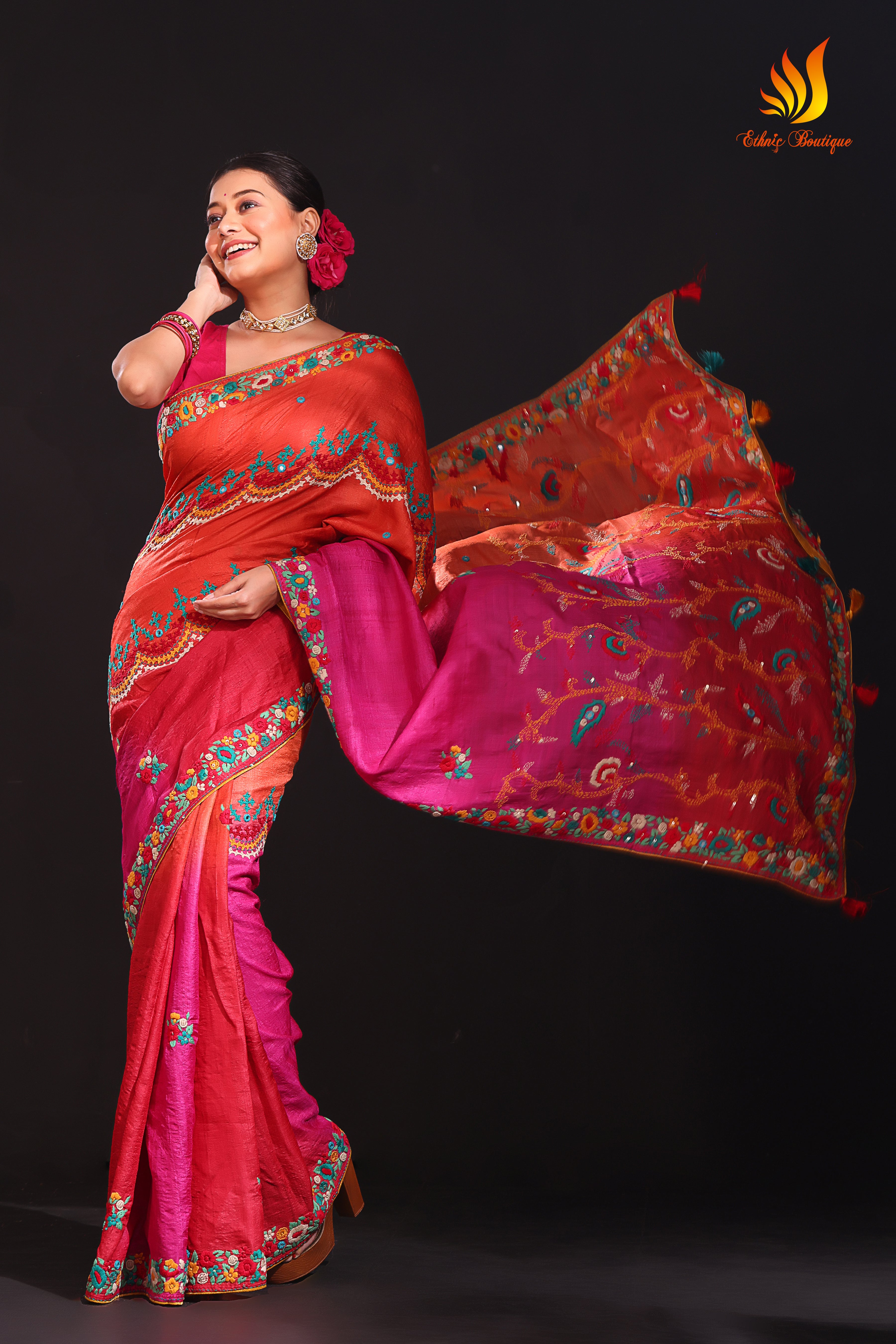 Tussar Fusion Red