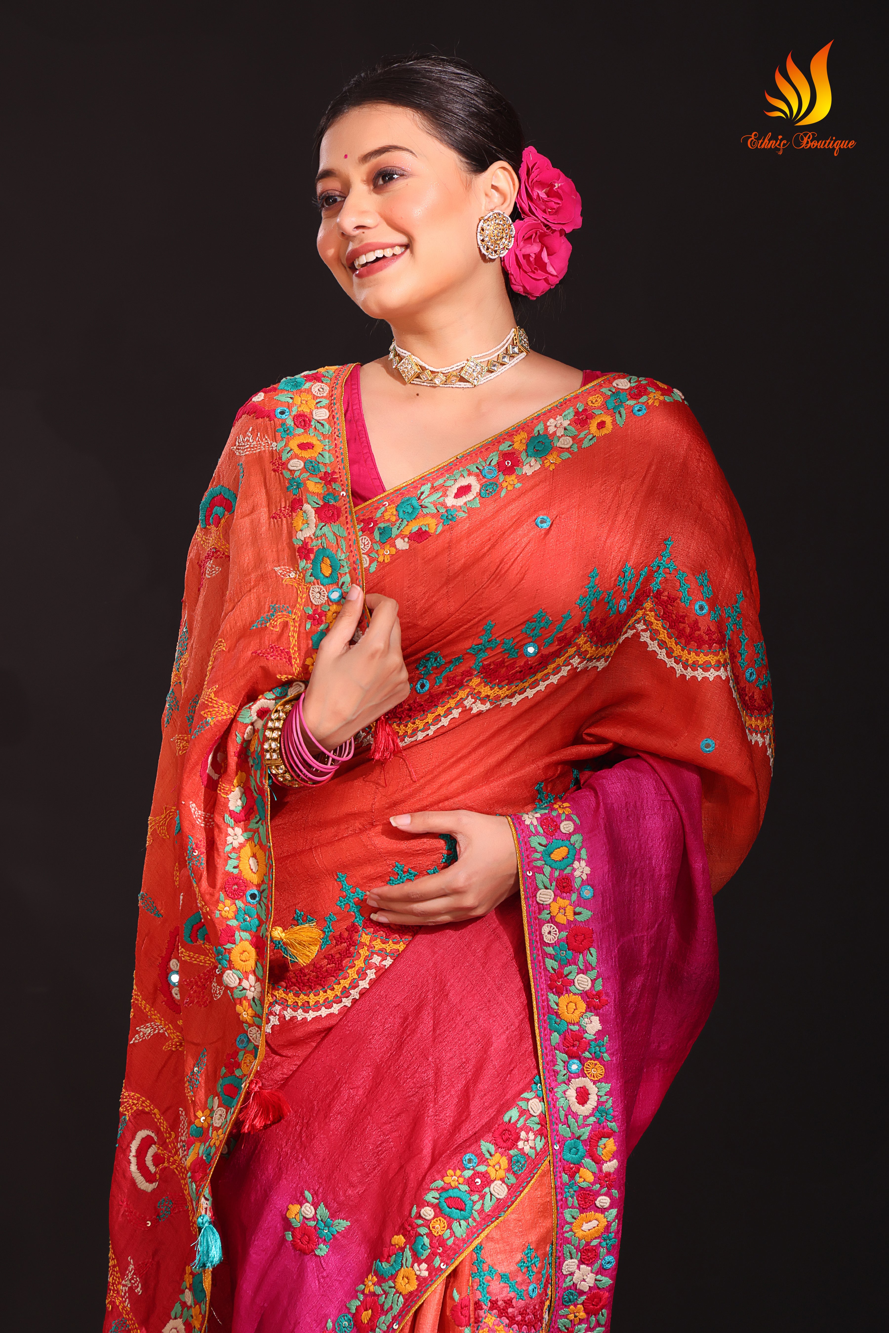 Tussar Fusion Red