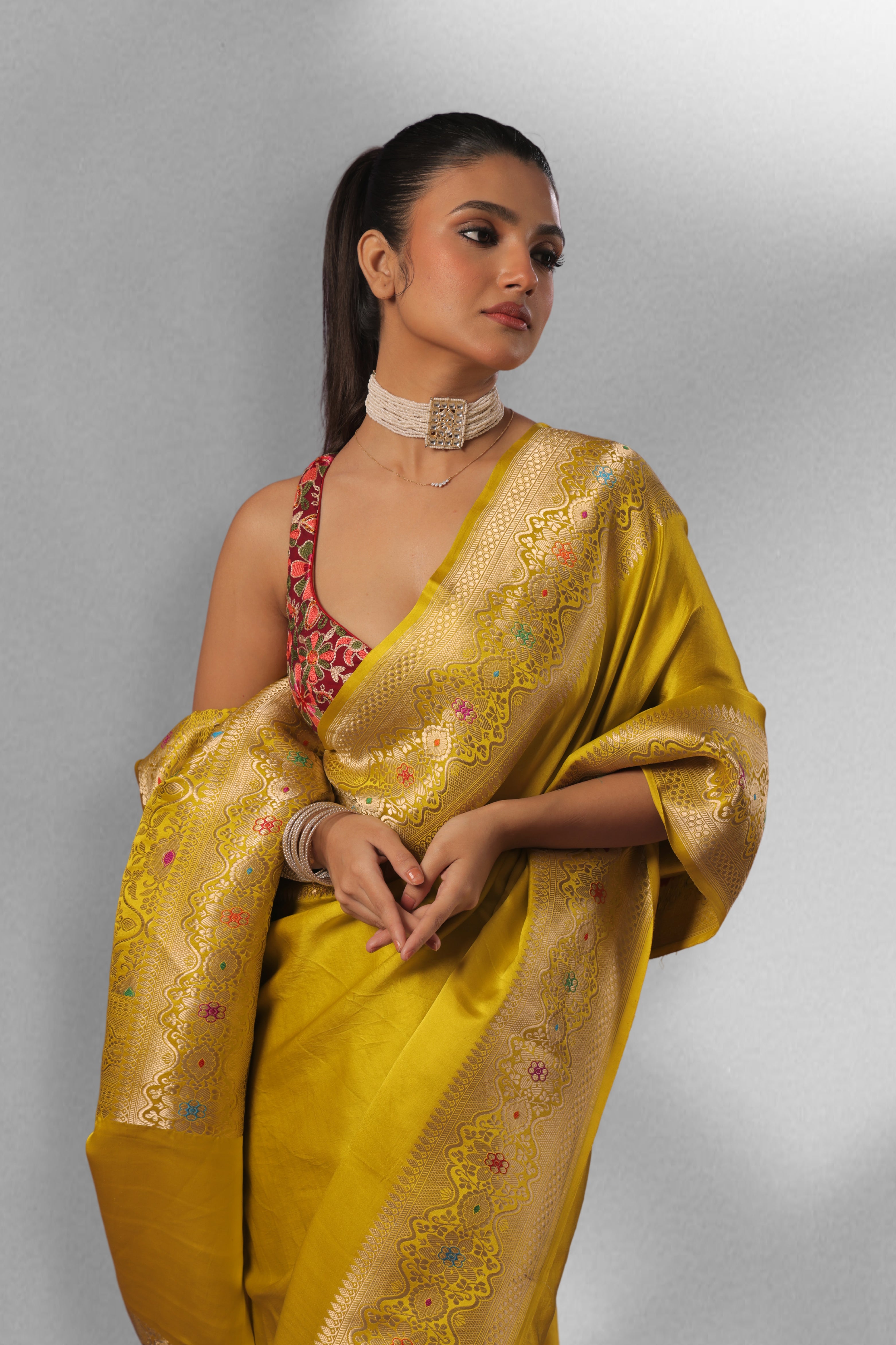 Meena Border Mashru Banarasi