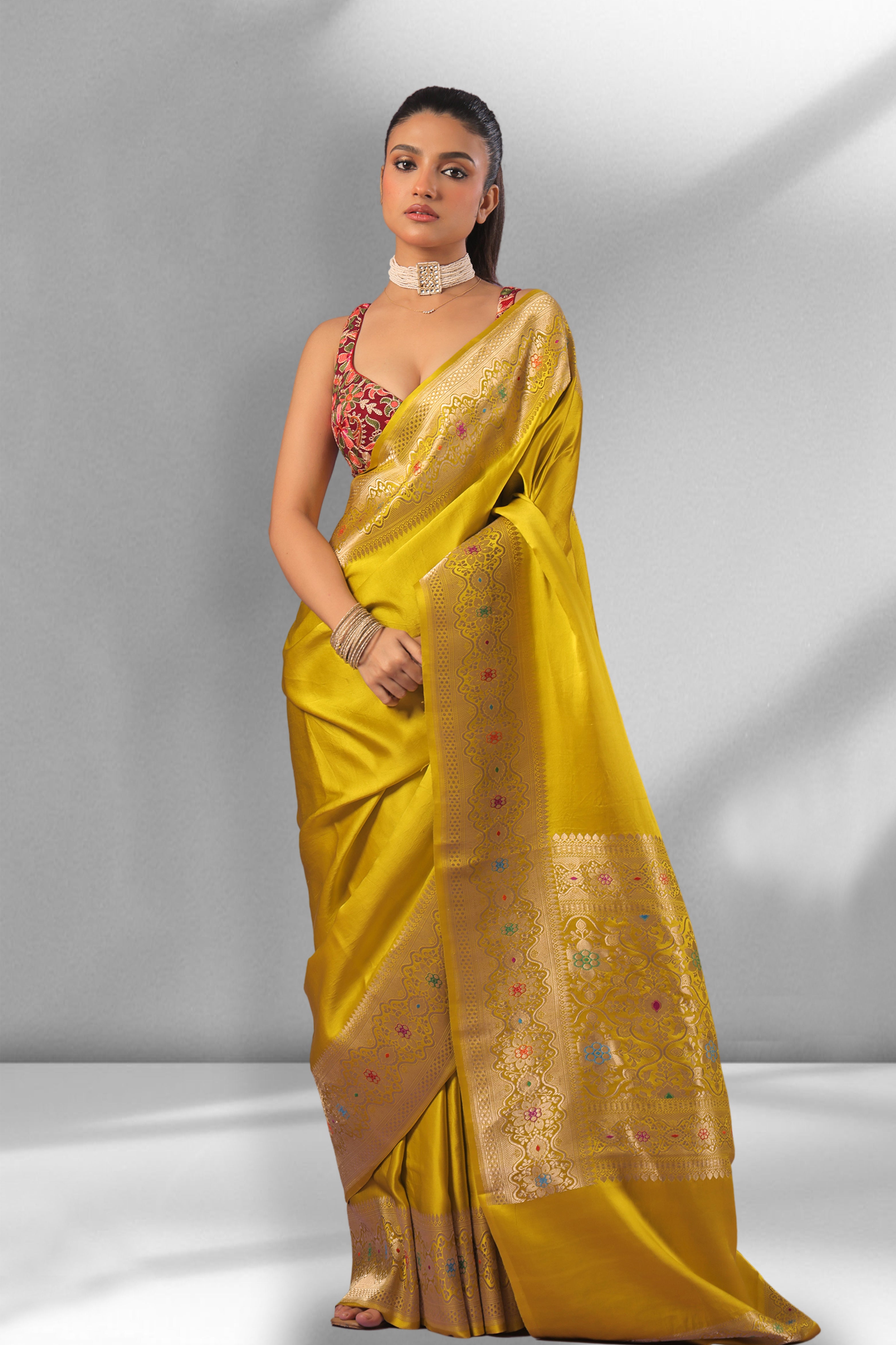 Meena Border Mashru Banarasi