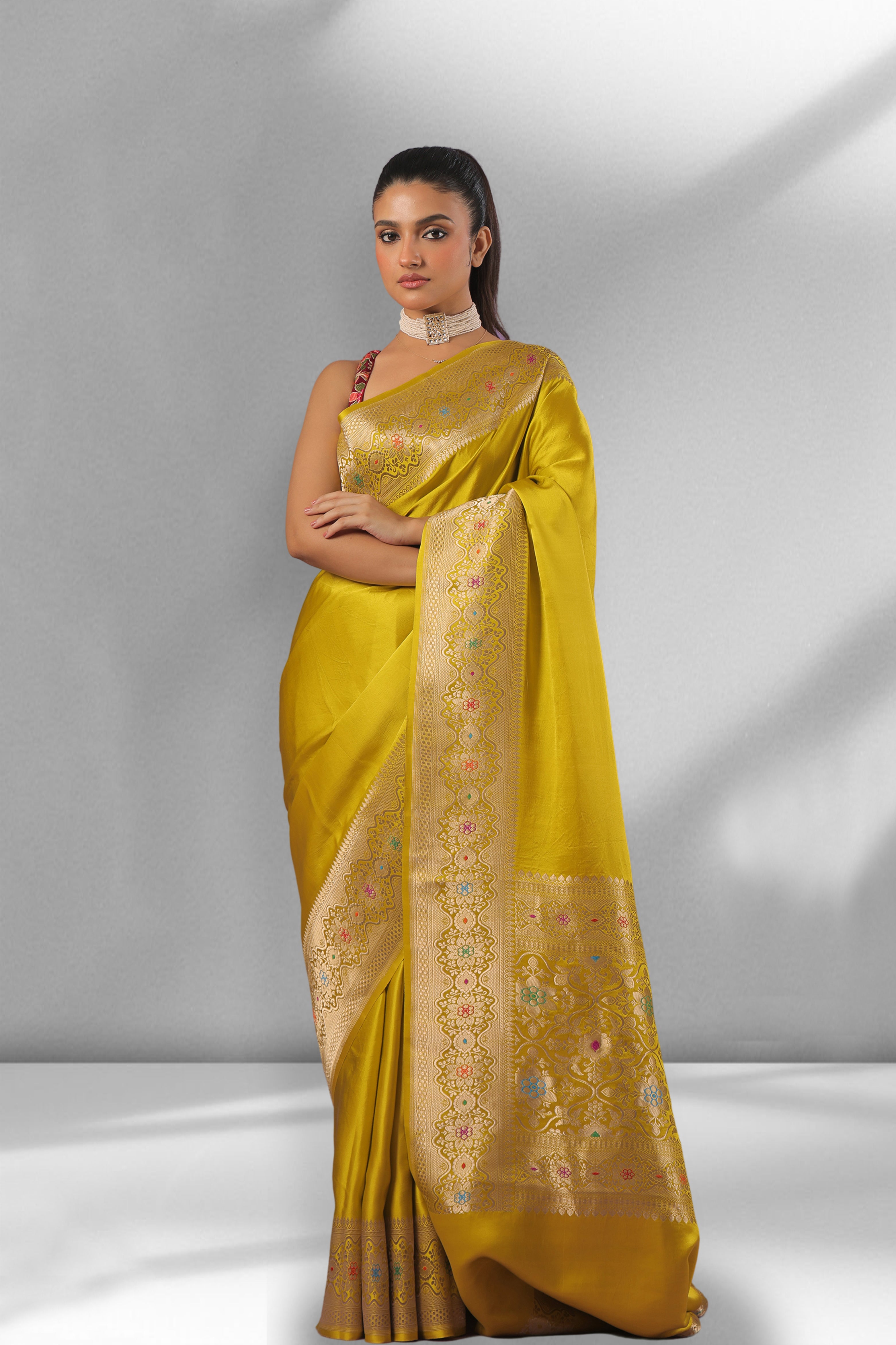 Meena Border Mashru Banarasi