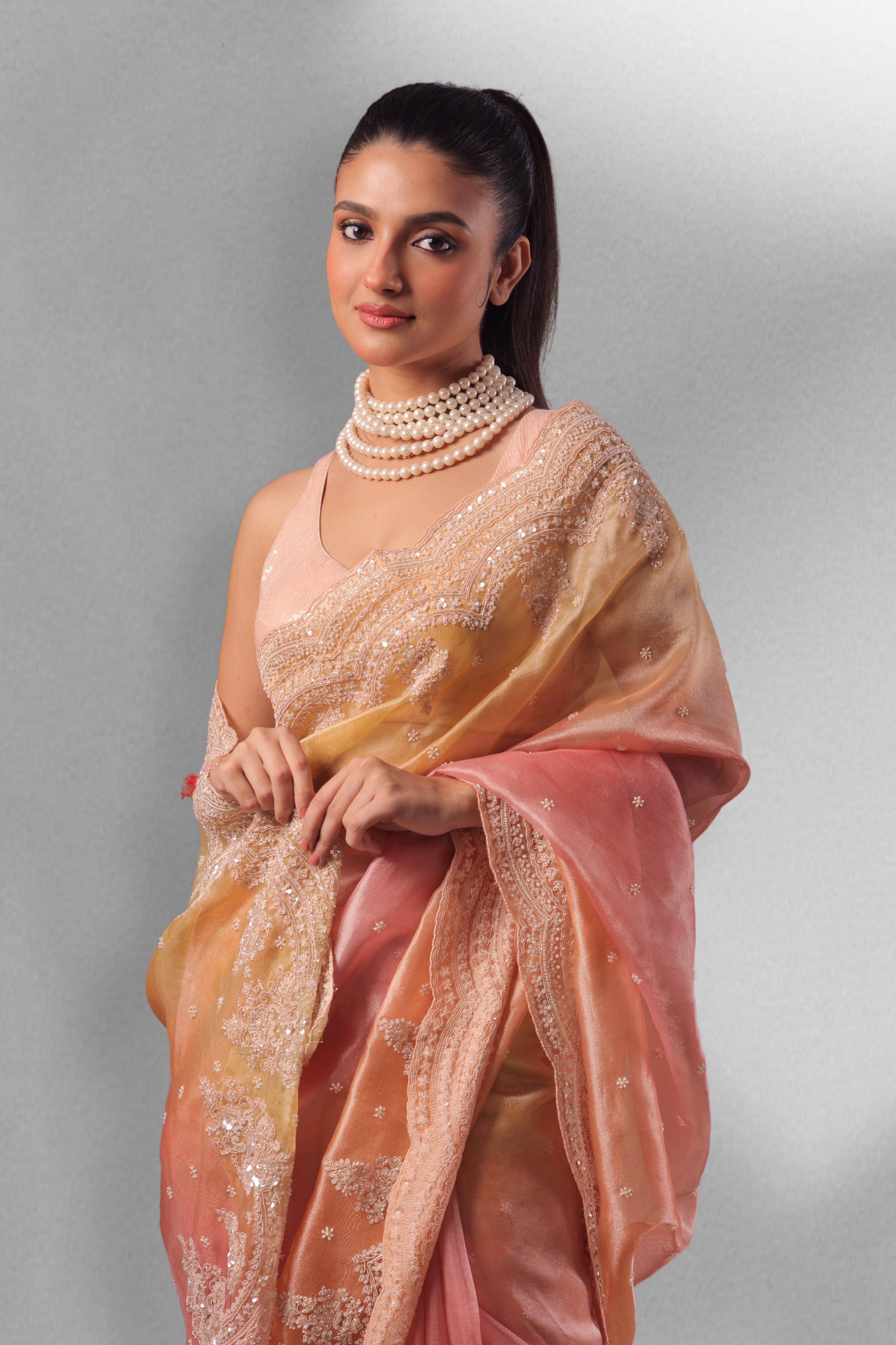 Exclusive Shaded Tissue Zardosi