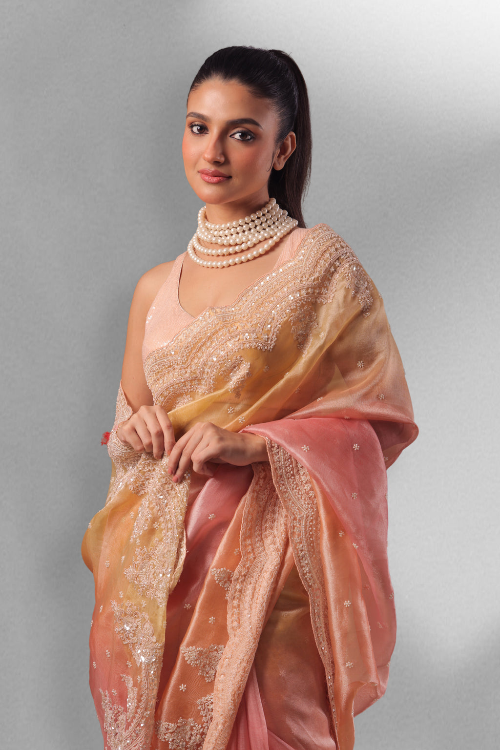 Exclusive Shaded Tissue Zardosi