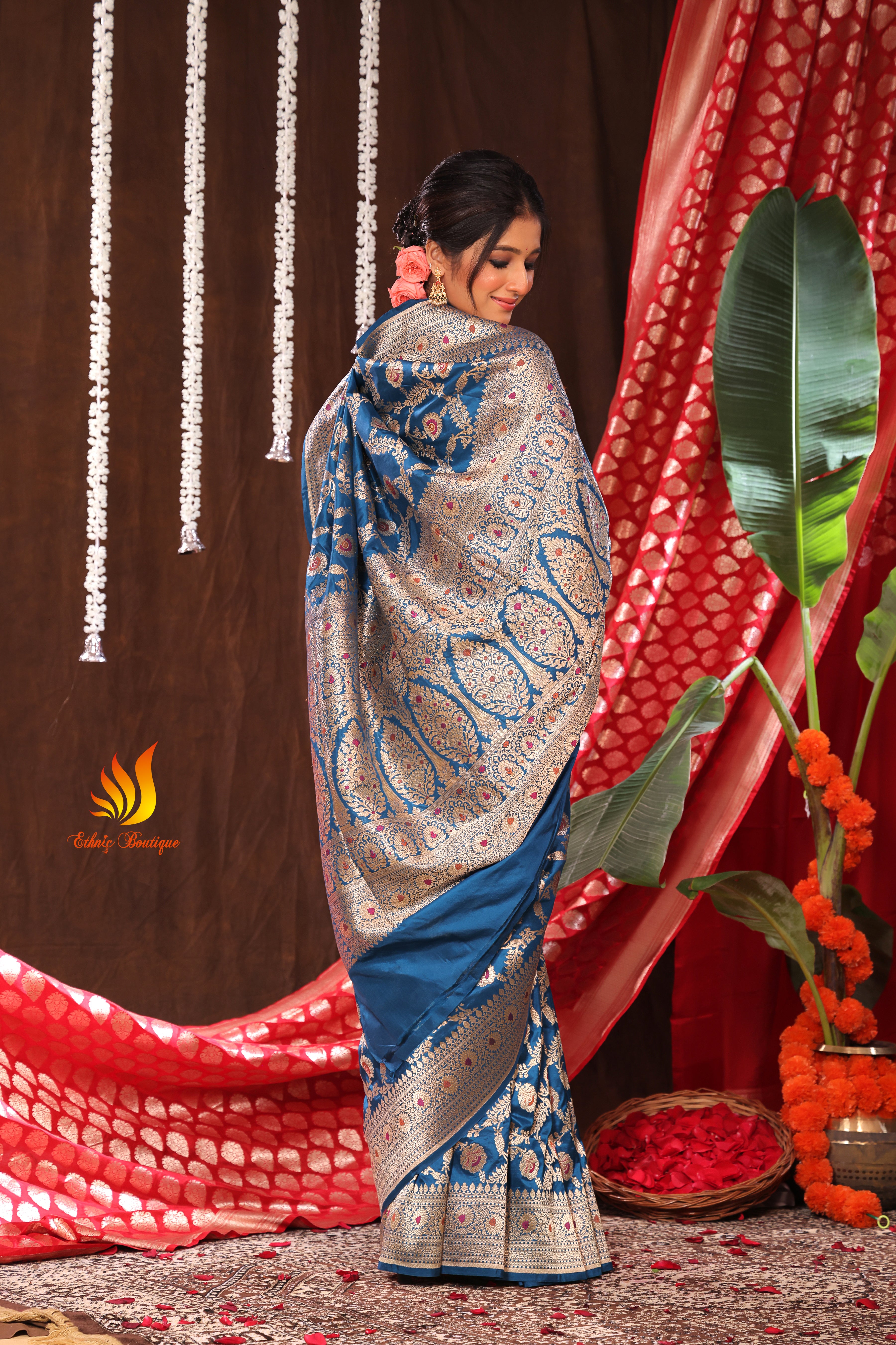 Jaal Meena Katan Banarasi Blue