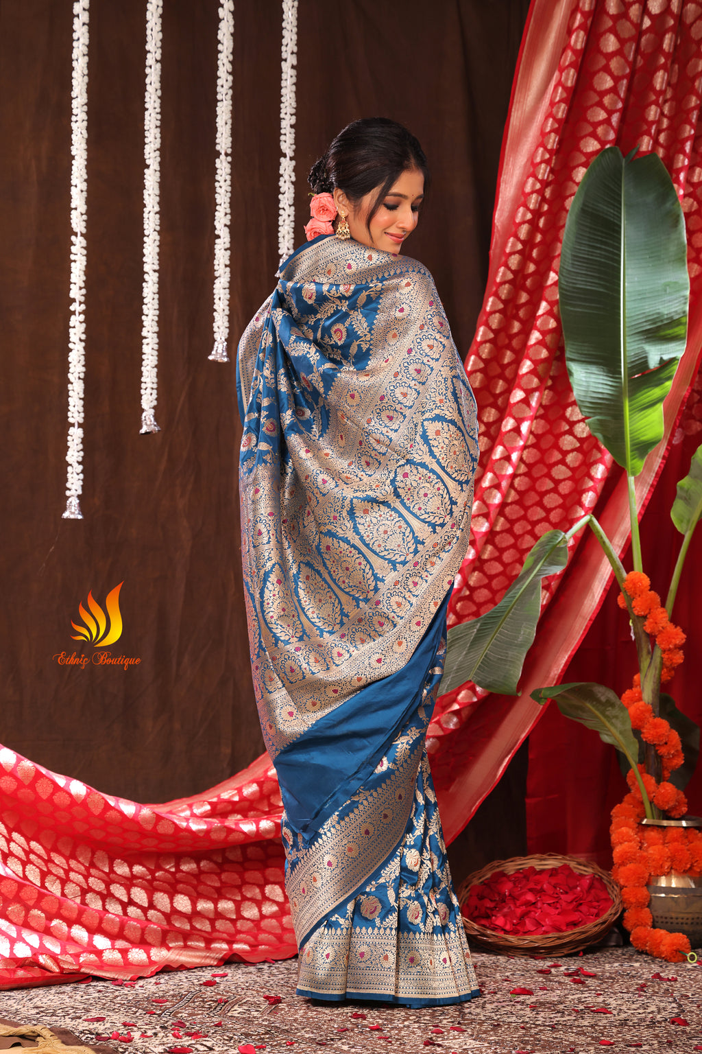 Jaal Meena Katan Banarasi Blue