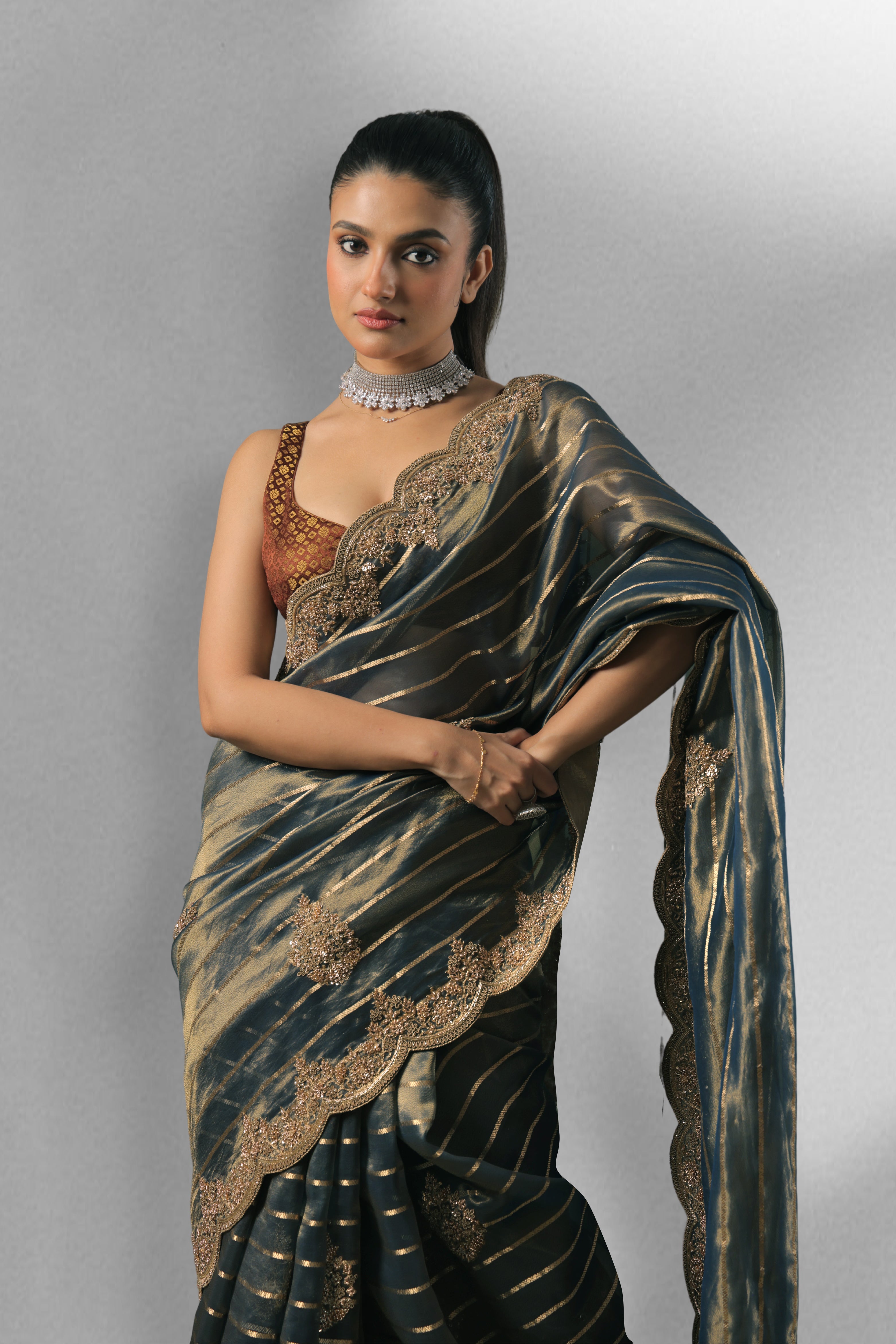 Exclusive Tissue Duel Tone Zardosi