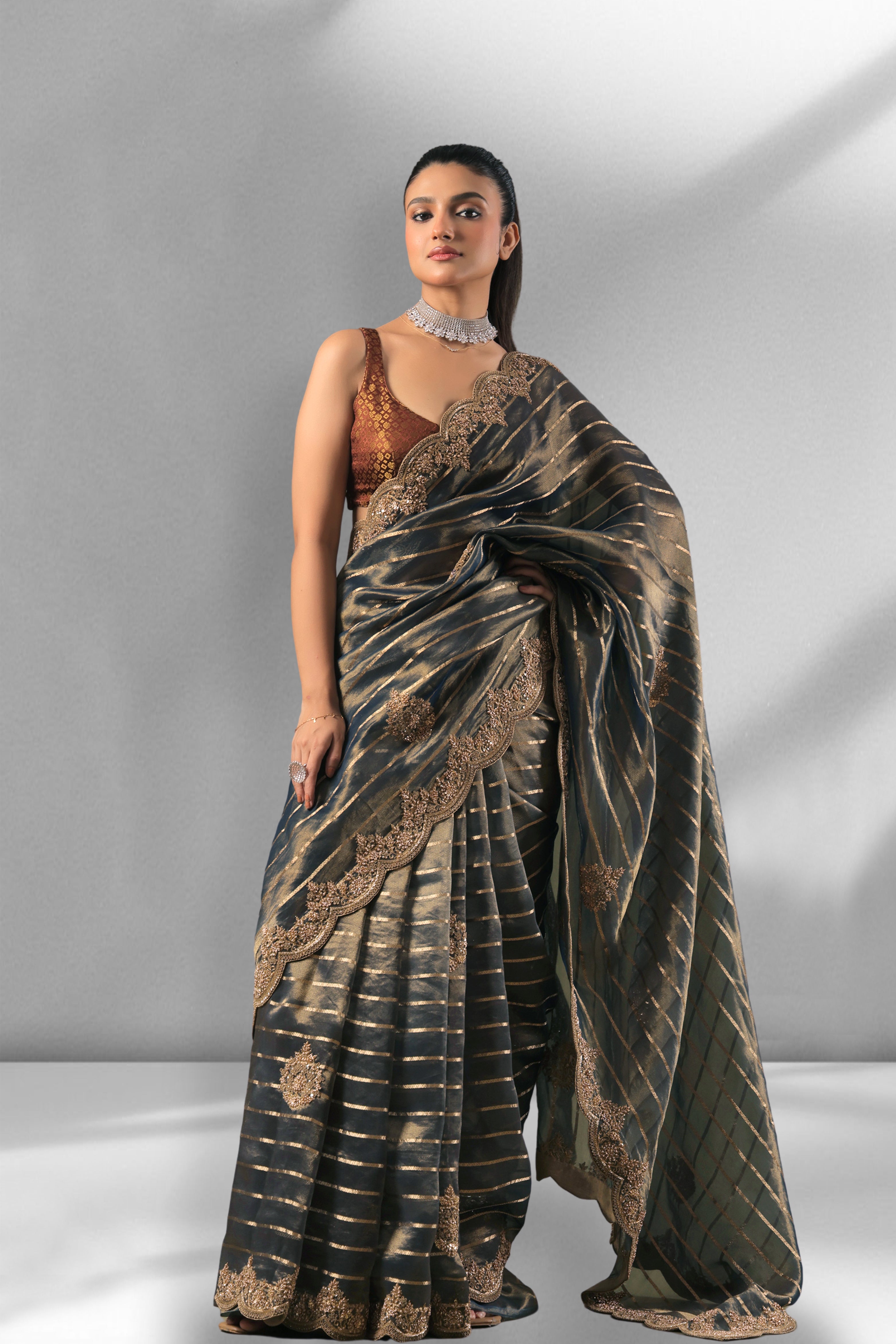 Exclusive Tissue Duel Tone Zardosi