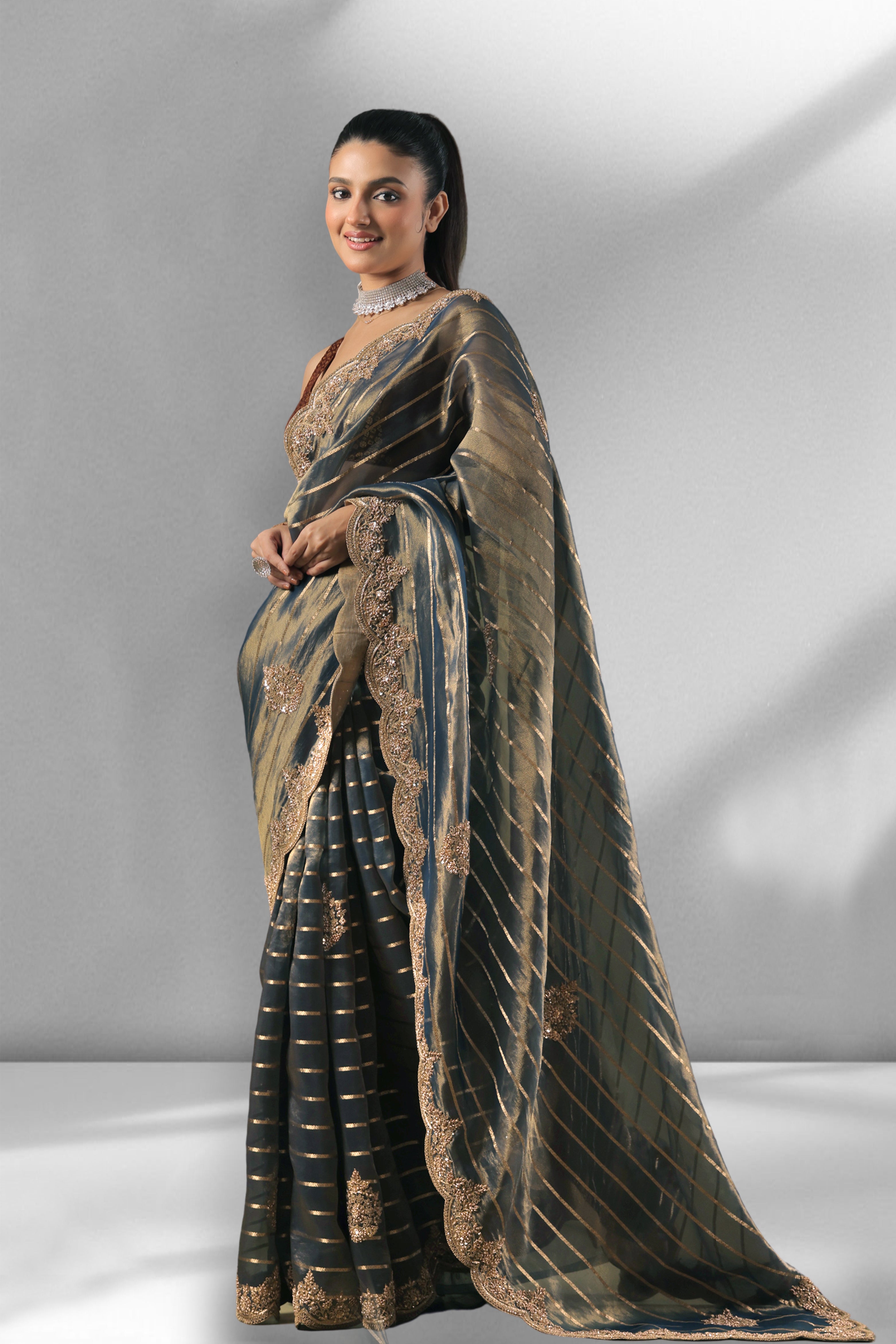 Exclusive Tissue Duel Tone Zardosi