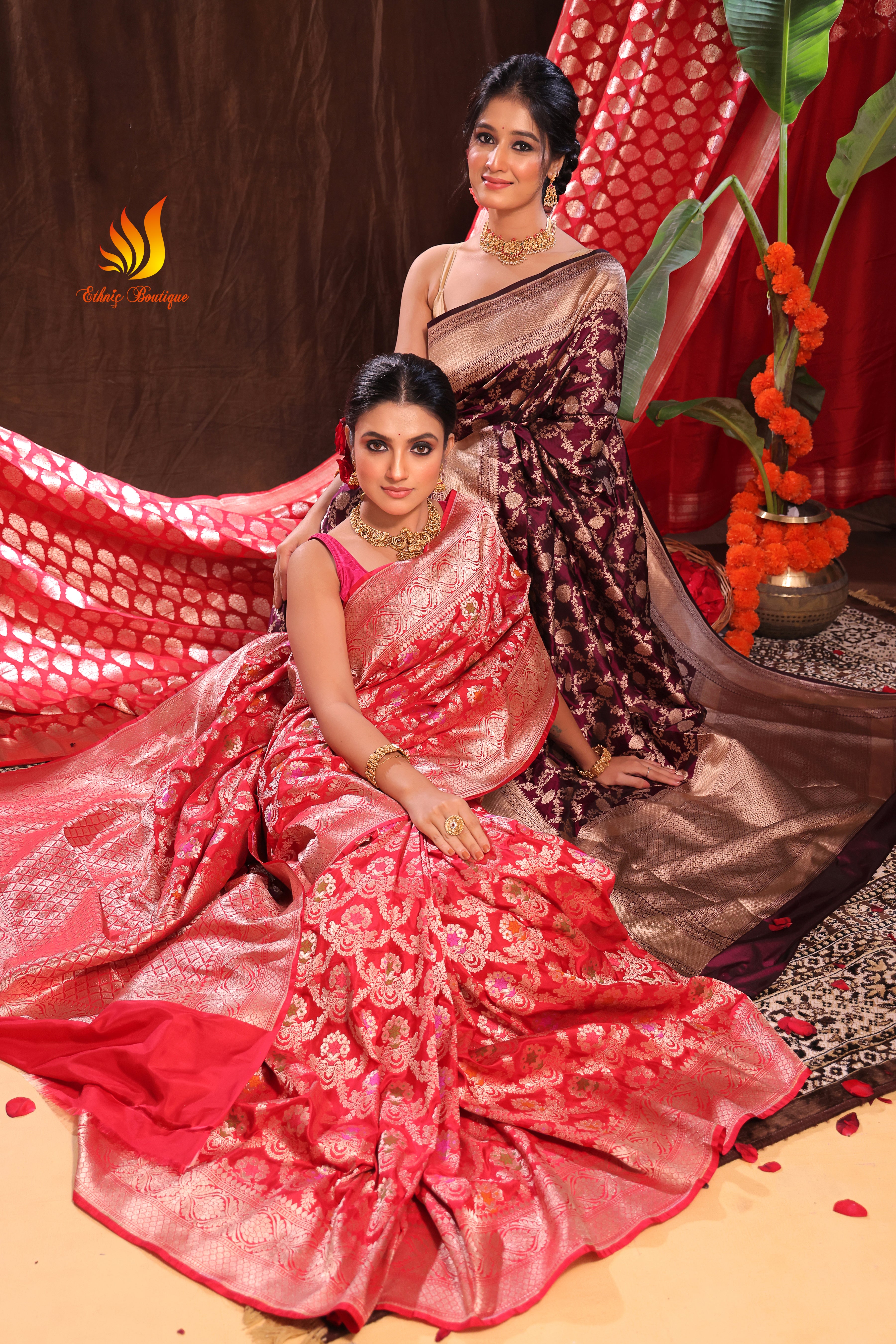 Jaal Meena Katan Banarasi Red