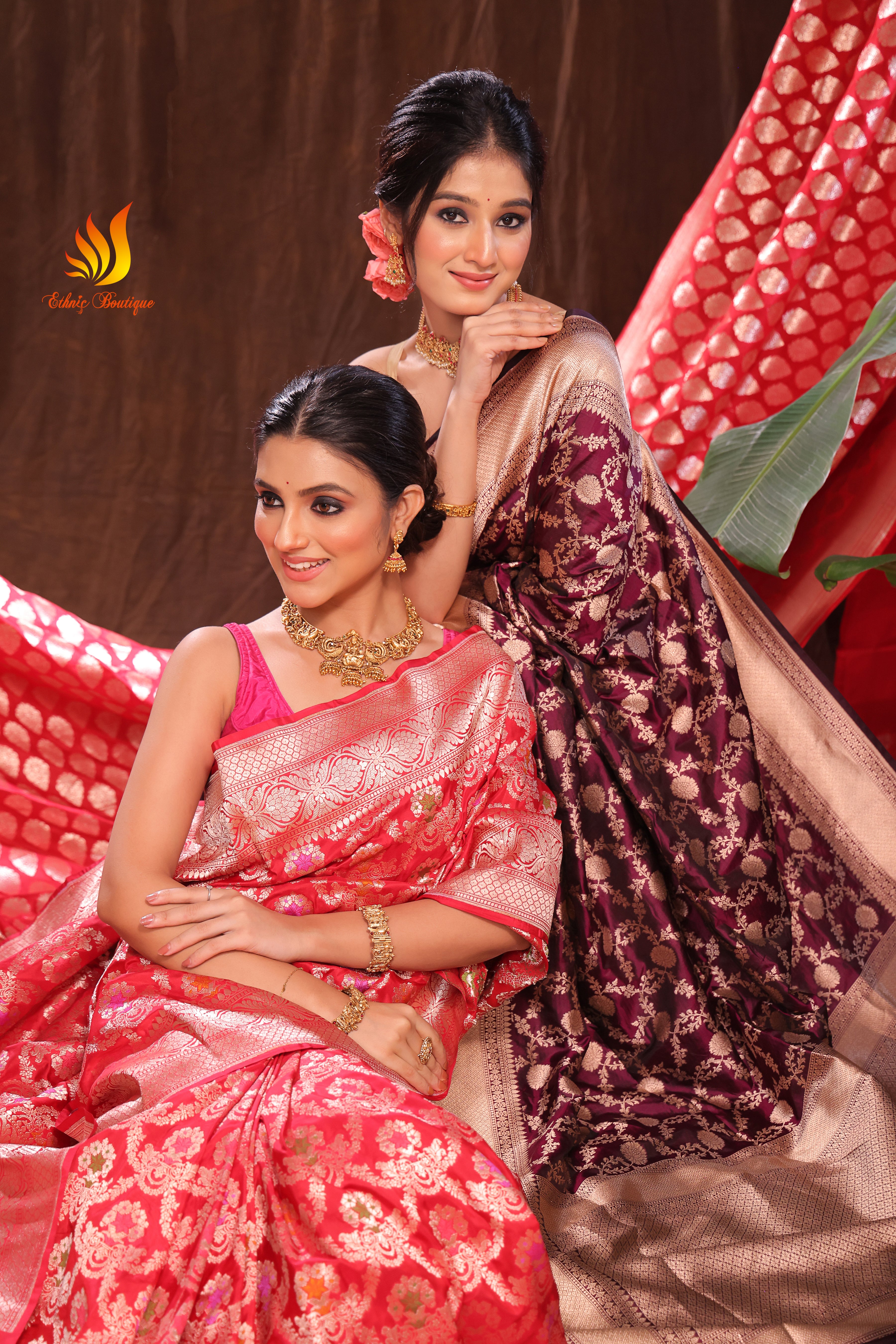 Jaal Meena Katan Banarasi Red