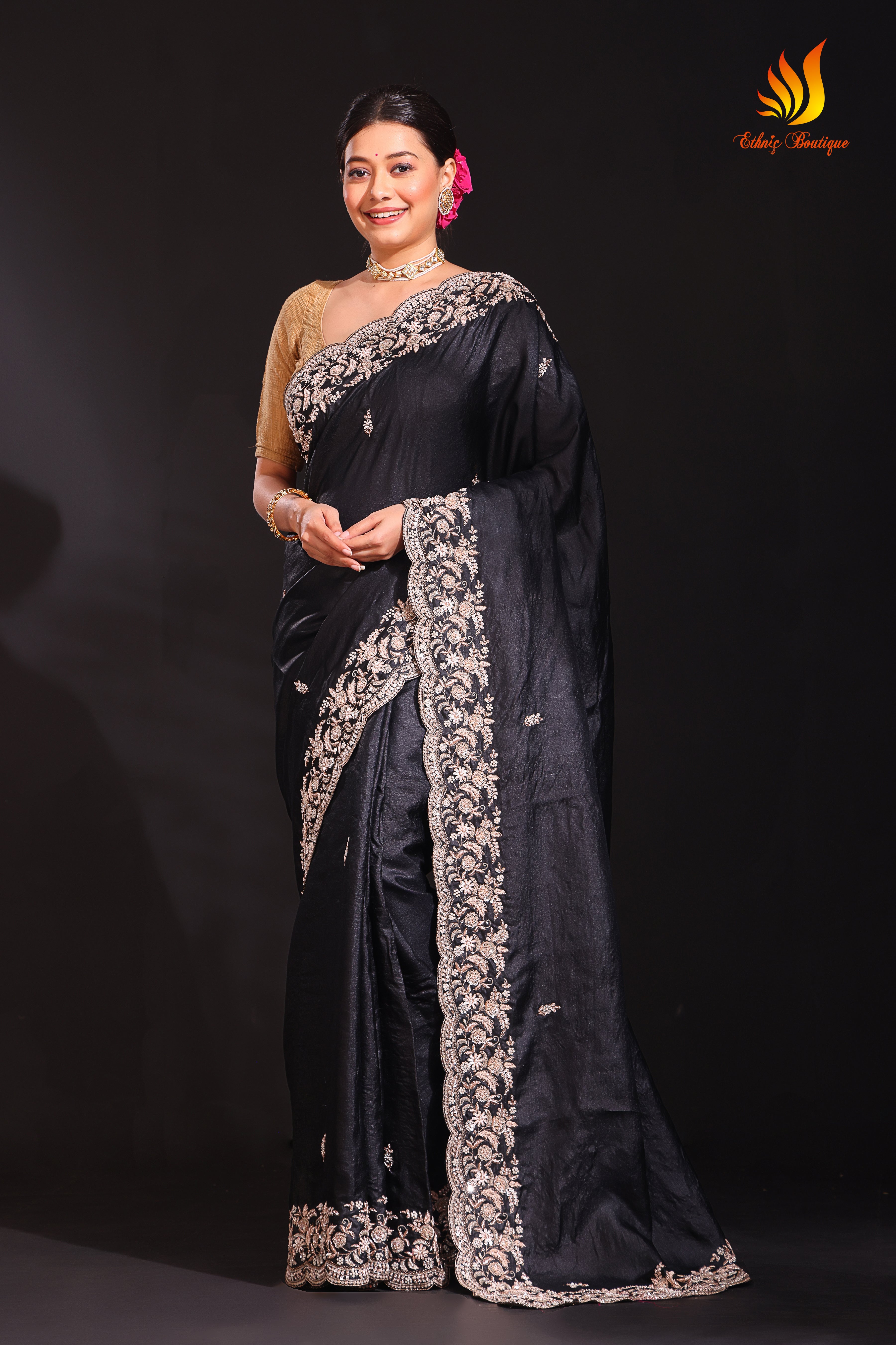 Tussar Zardosi Work Black