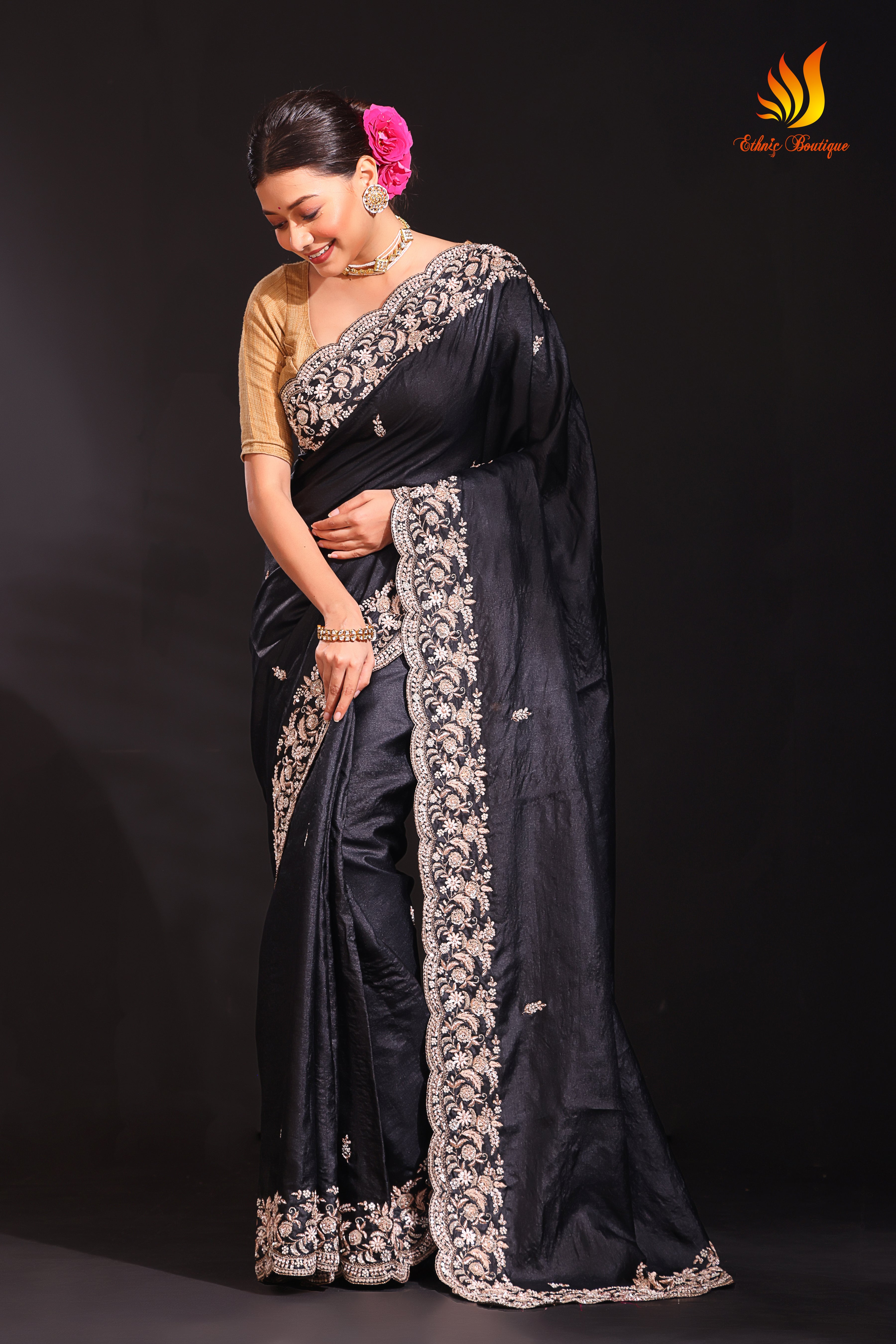 Tussar Zardosi Work Black