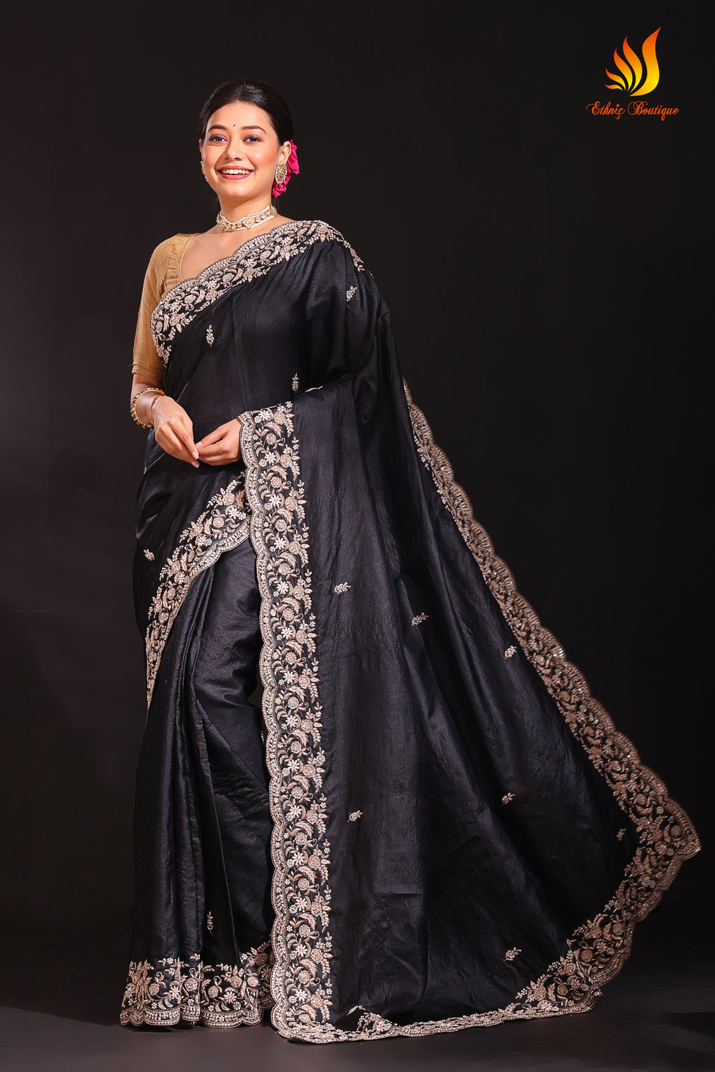 Tussar Zardosi Work Black