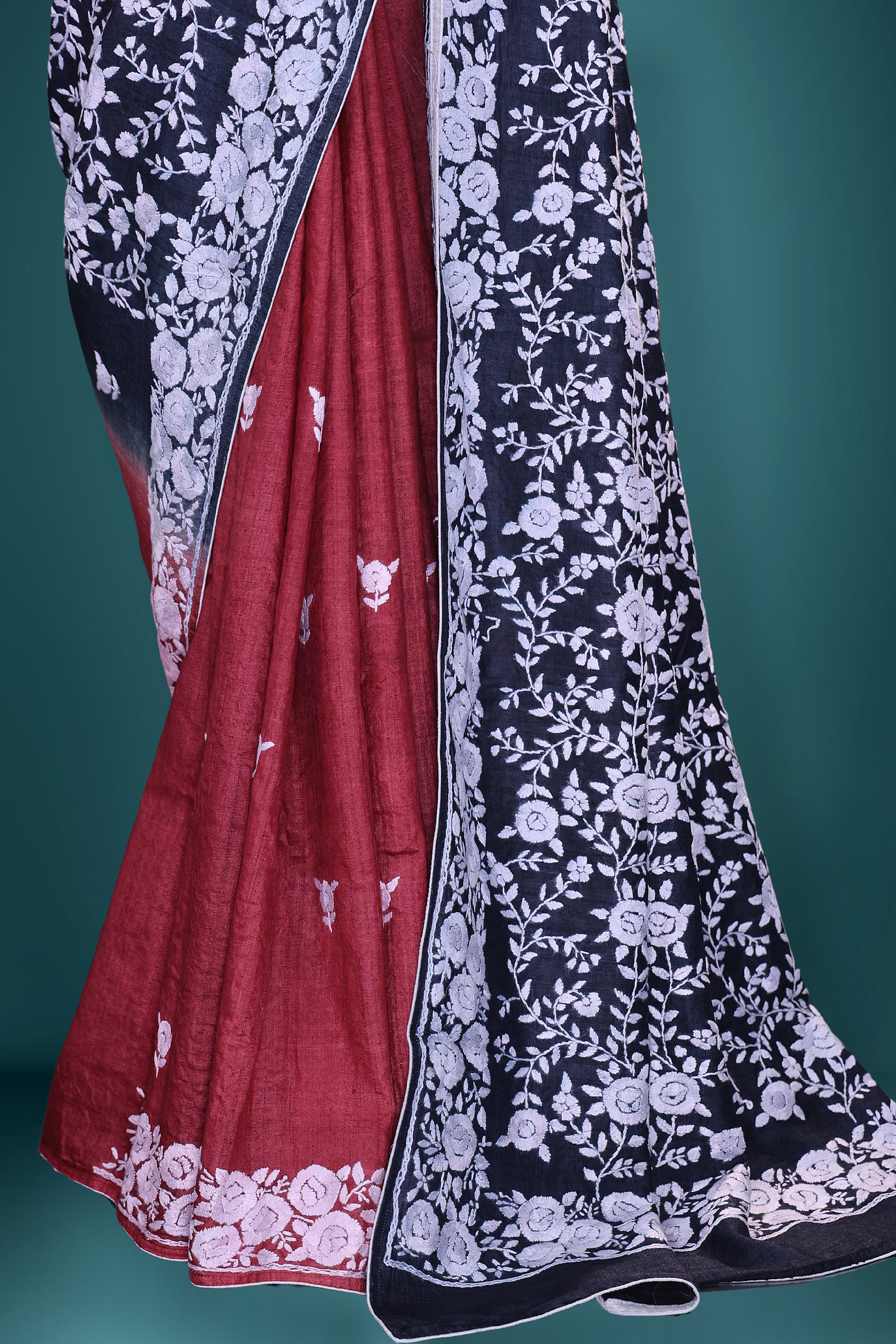 Tussar Shaded Parsi Hand Work