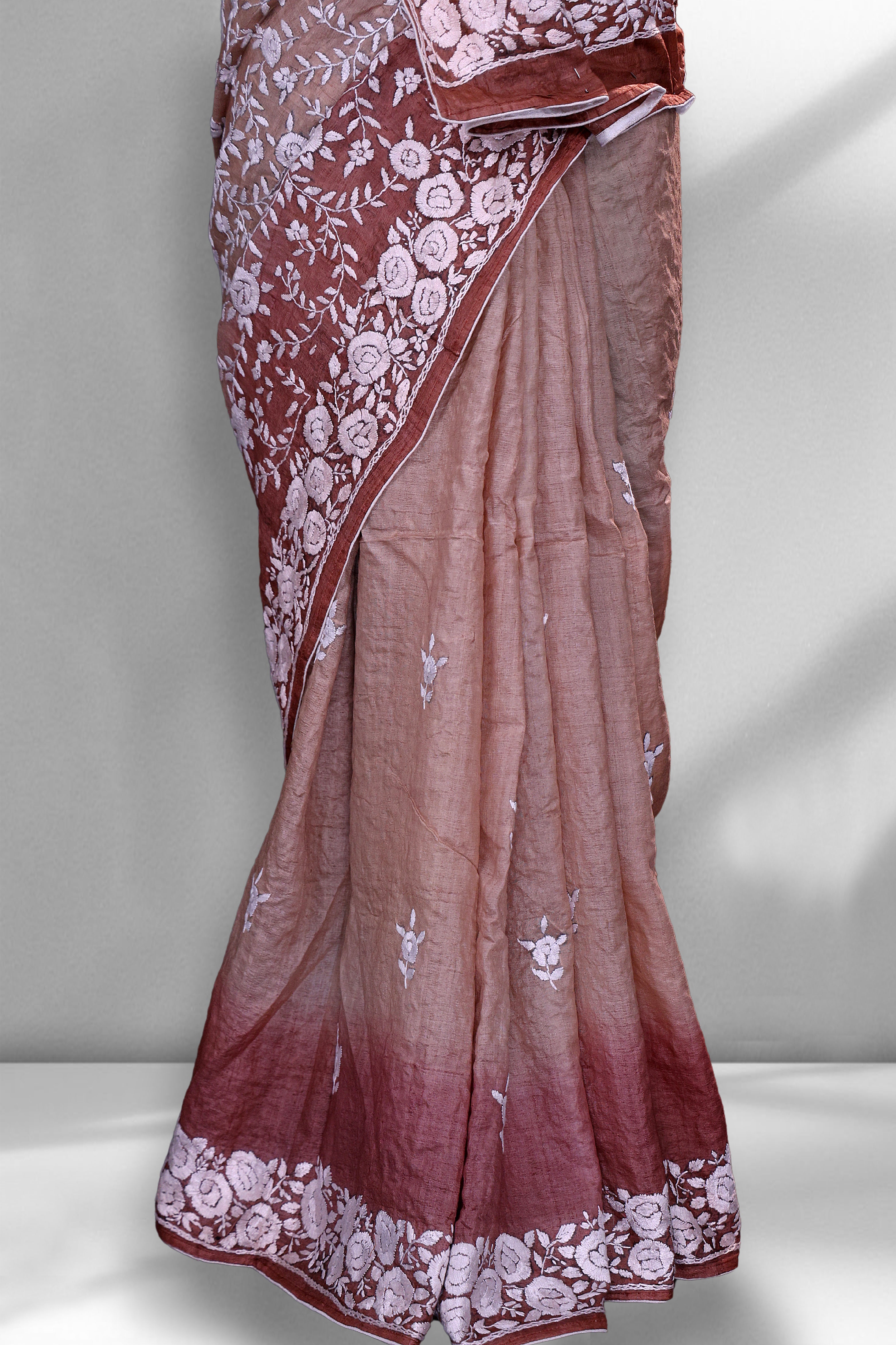 Tussar Shaded  Parsi Hand Work