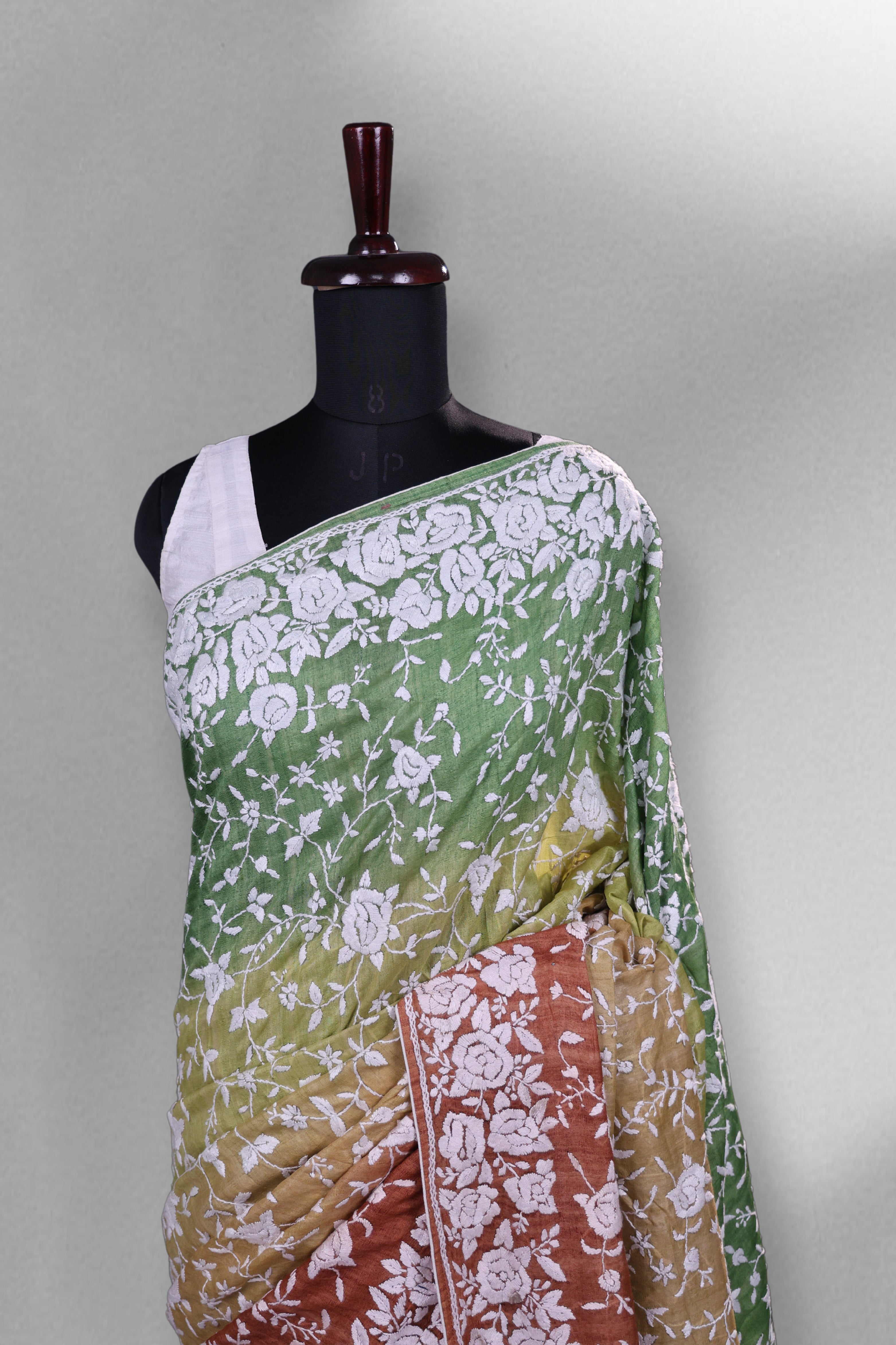 Tussar Shaded Parsi Hand Work