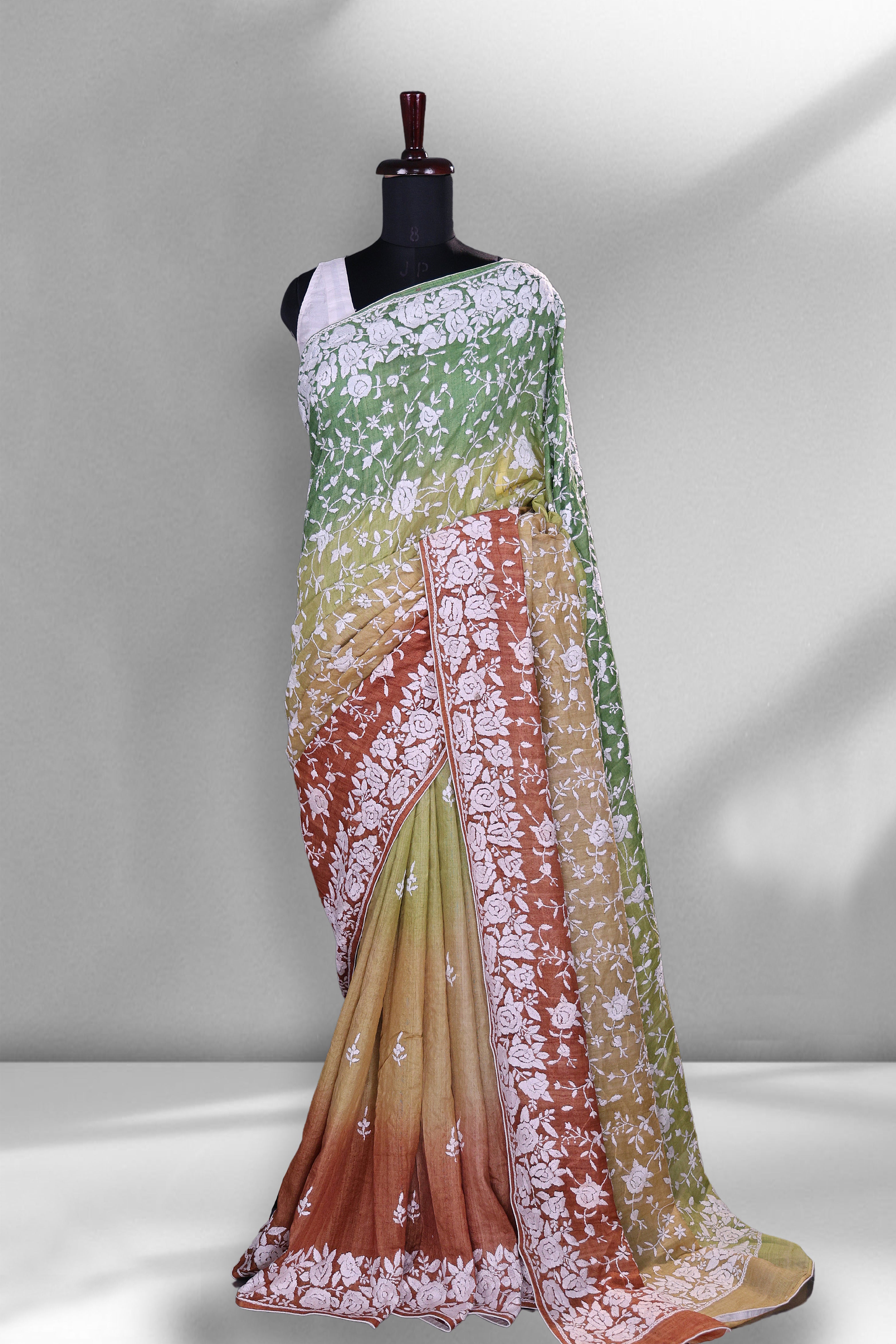 Tussar Shaded Parsi Hand Work