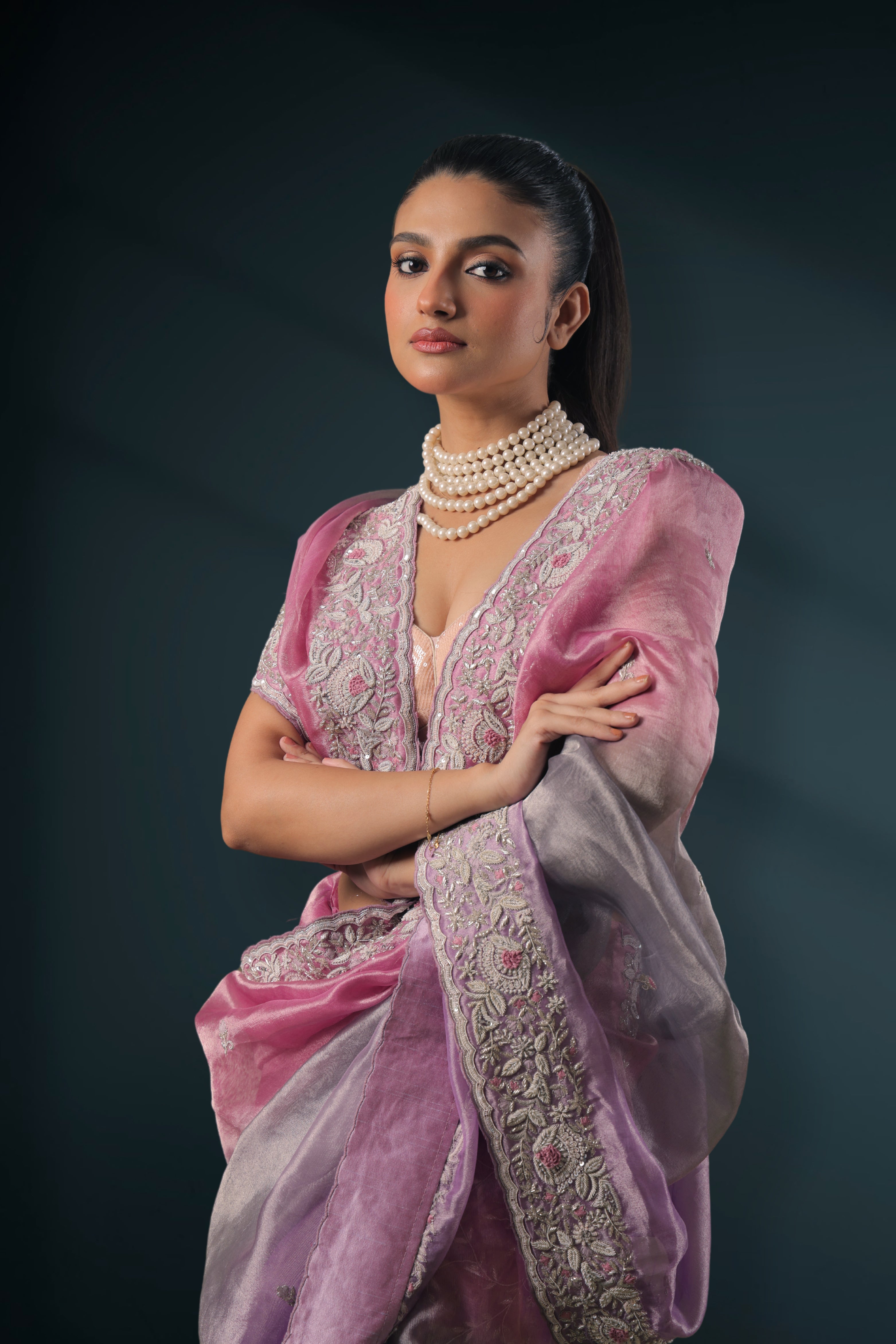 Exclusive Shaded Tissue Zardosi Work