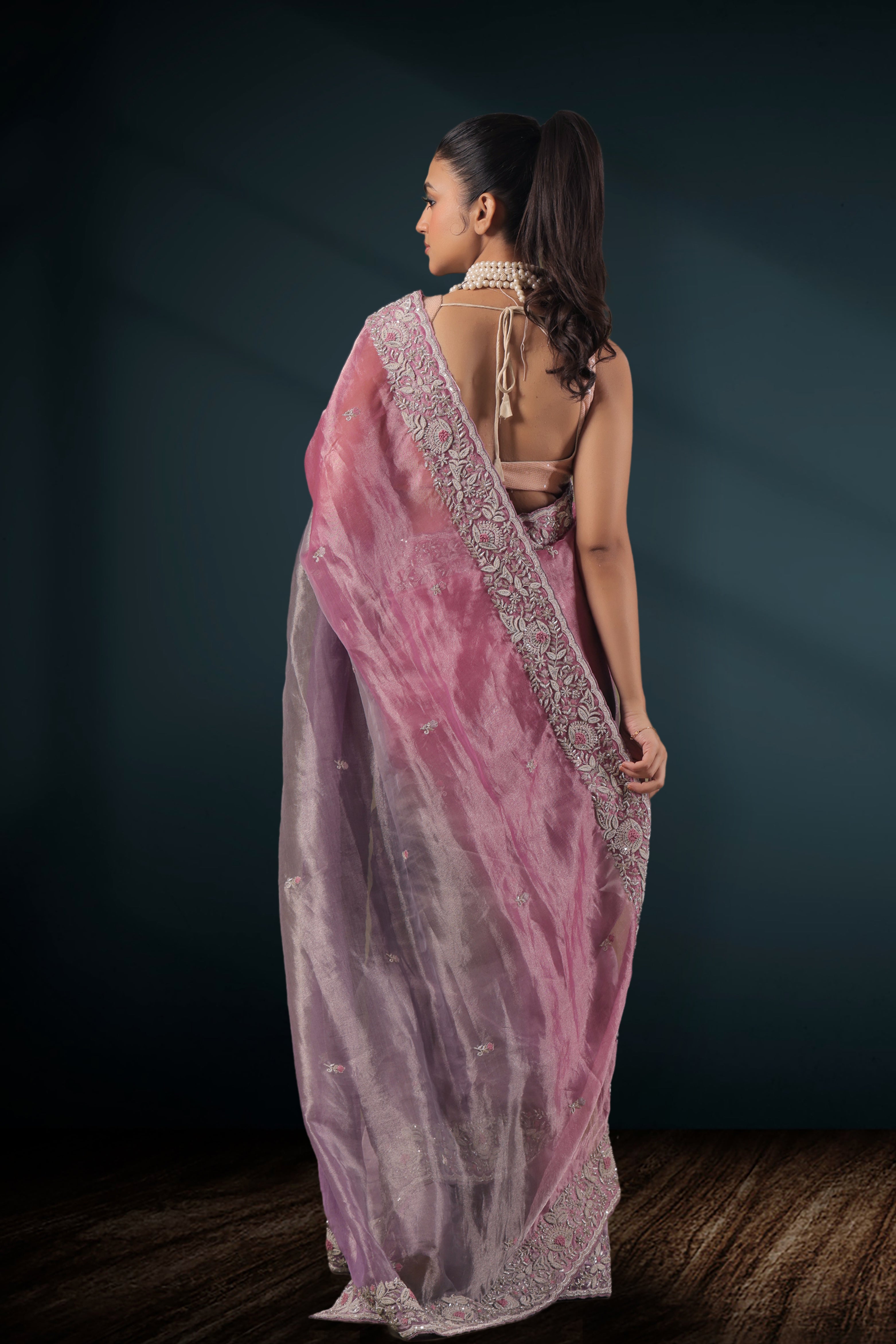 Exclusive Shaded Tissue Zardosi Work