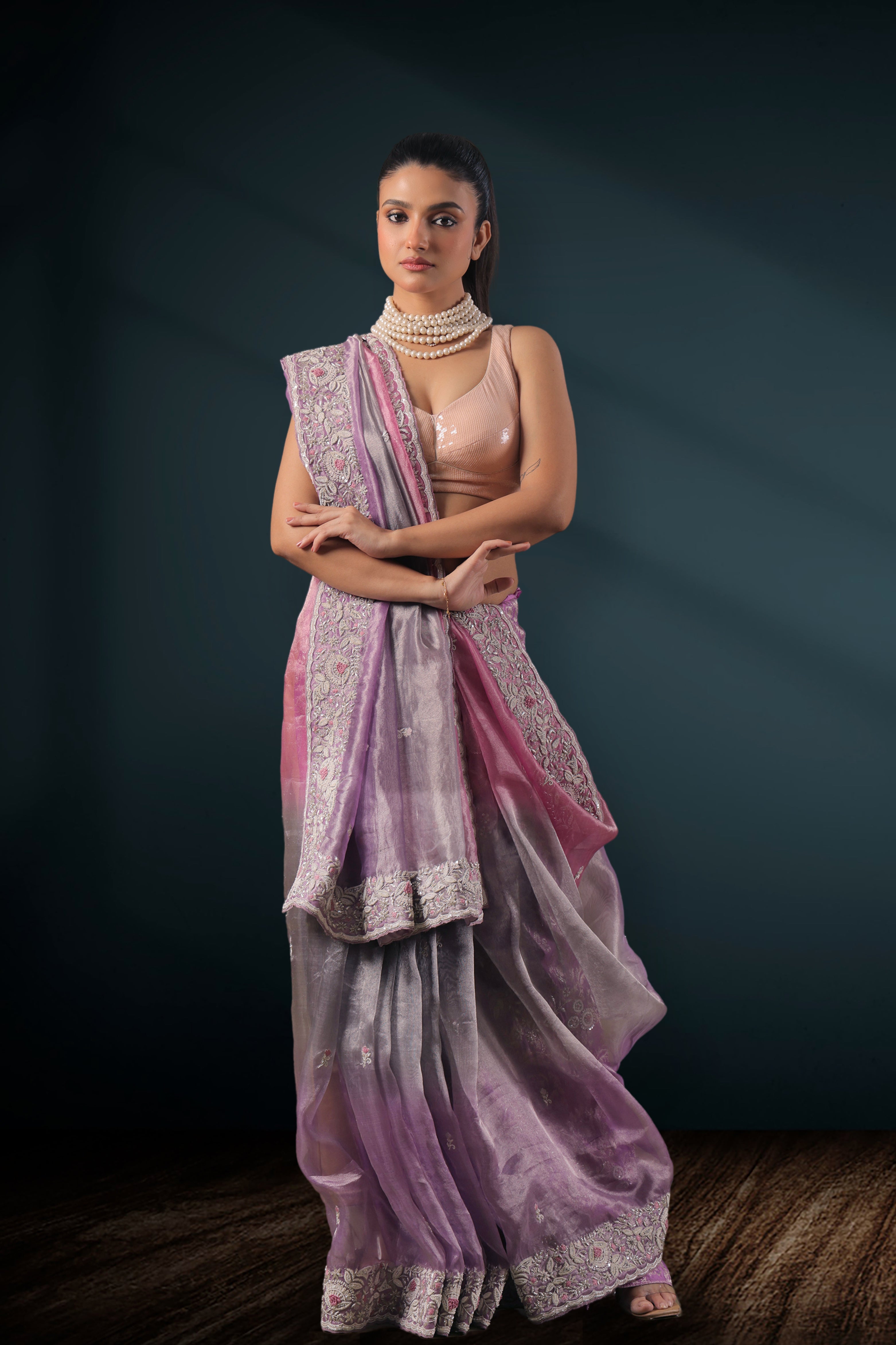 Exclusive Shaded Tissue Zardosi Work