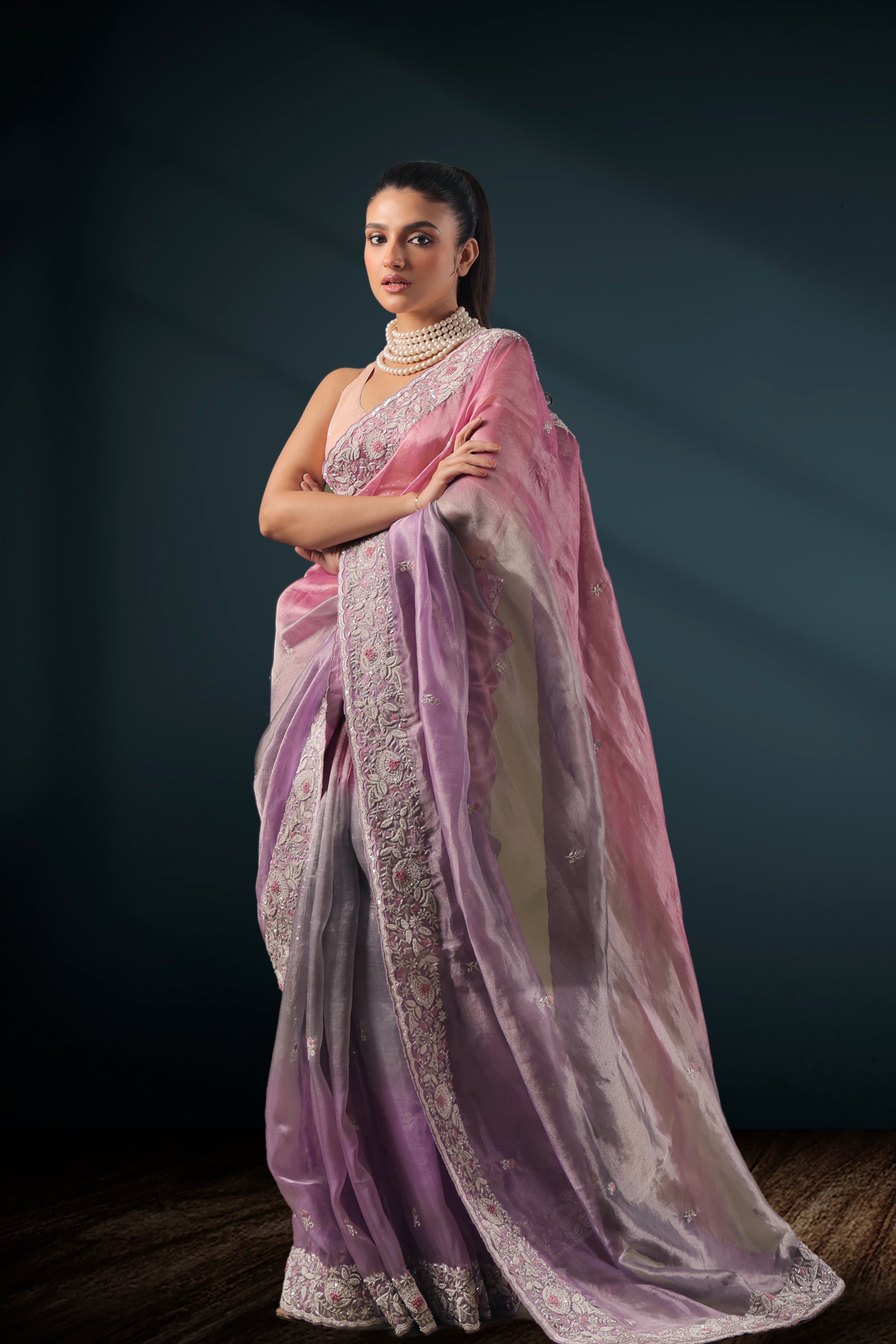 Exclusive Shaded Tissue Zardosi Work