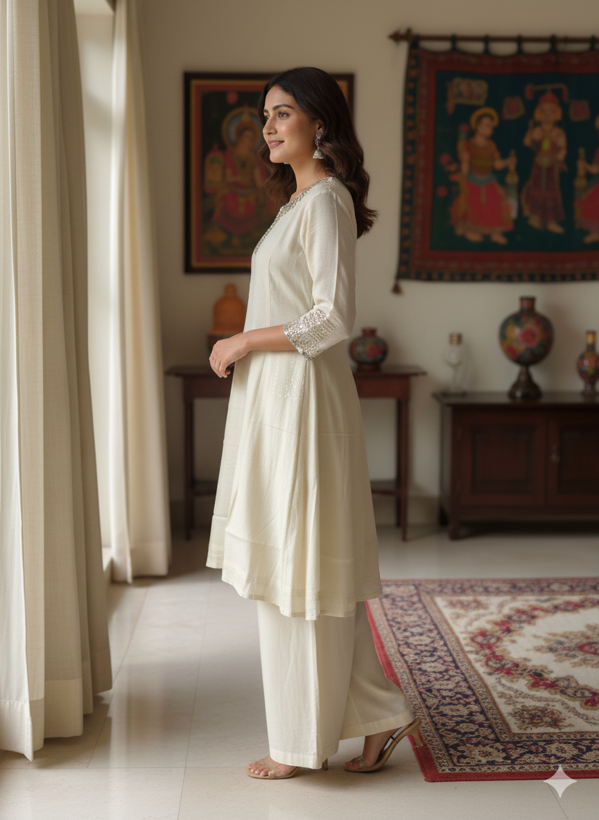 Russian Silk Zardosi Work 2PC Kurti Set