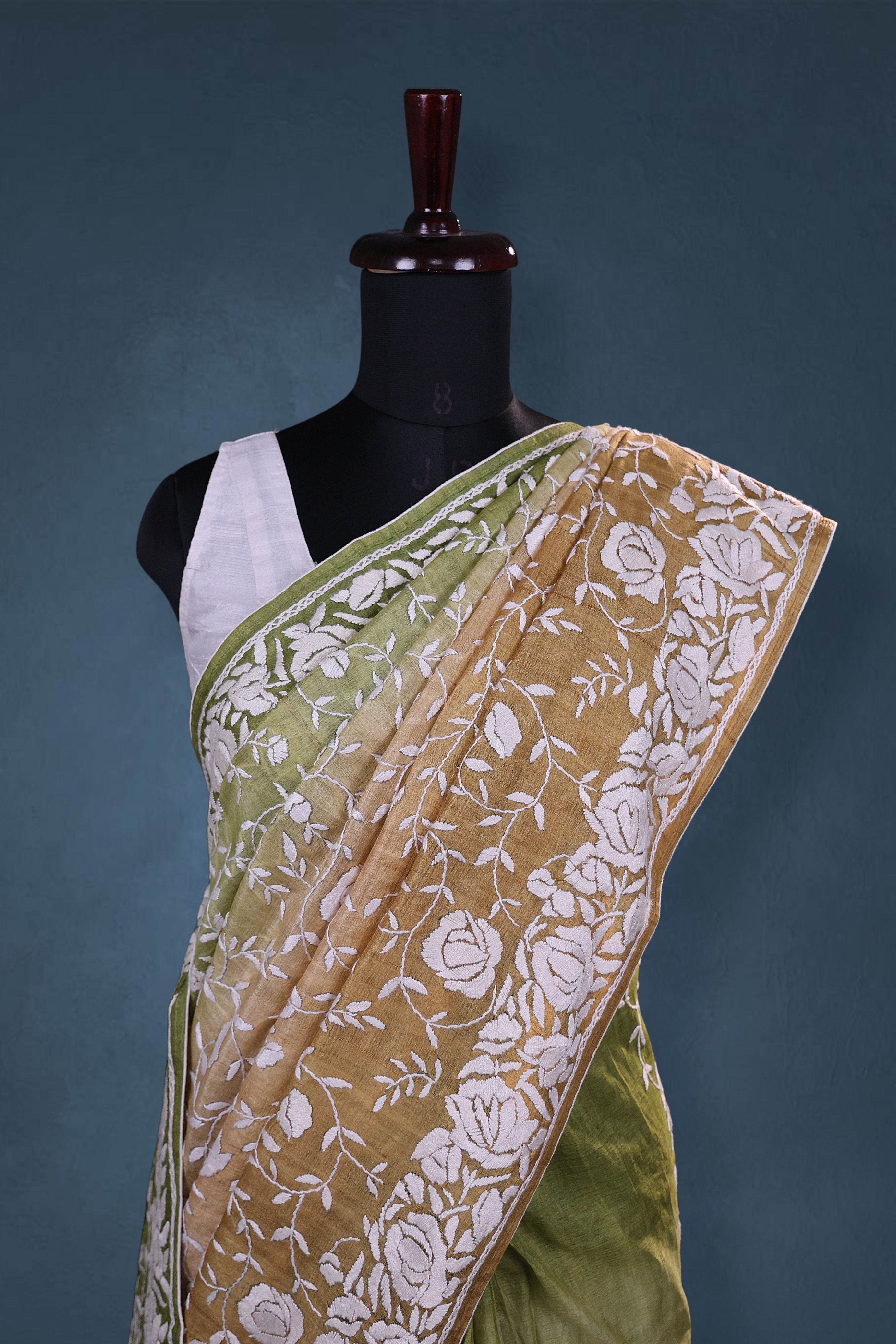 Tussar Shaded Parsi Hand Work