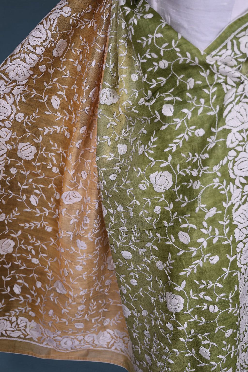 Tussar Shaded Parsi Hand Work