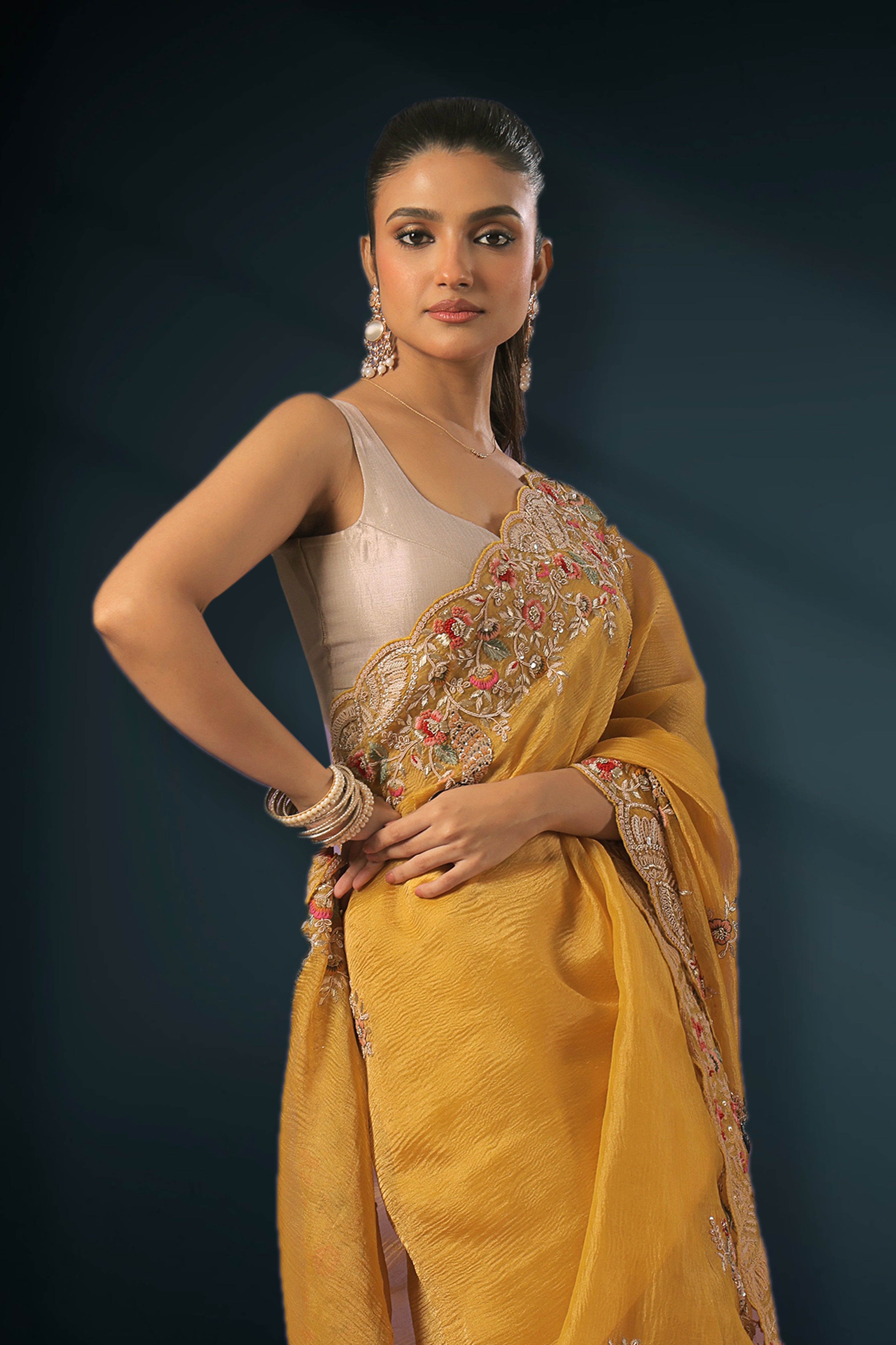 Exclusive Crush Tissue Zardosi Work