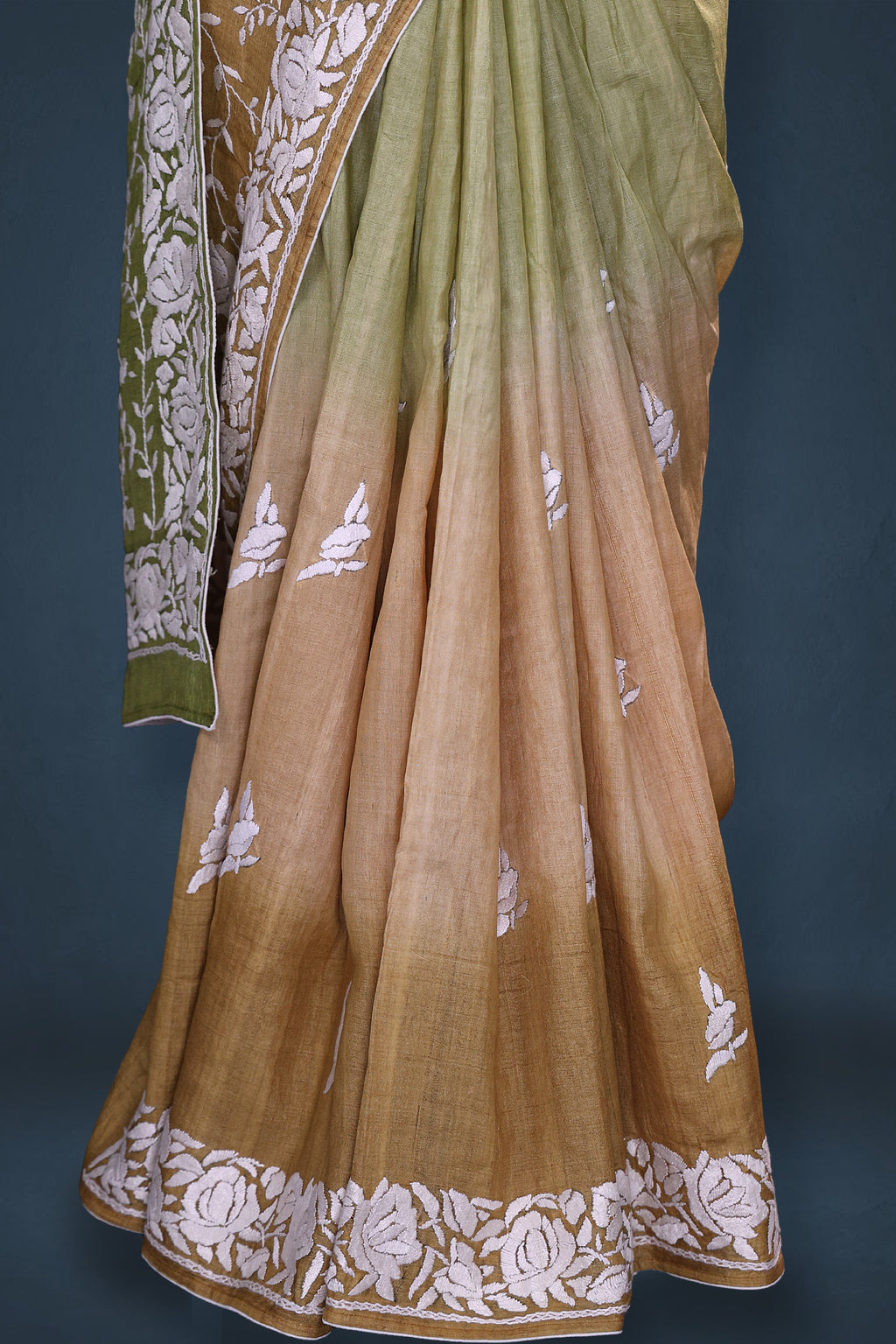Tussar Shaded Parsi Hand Work