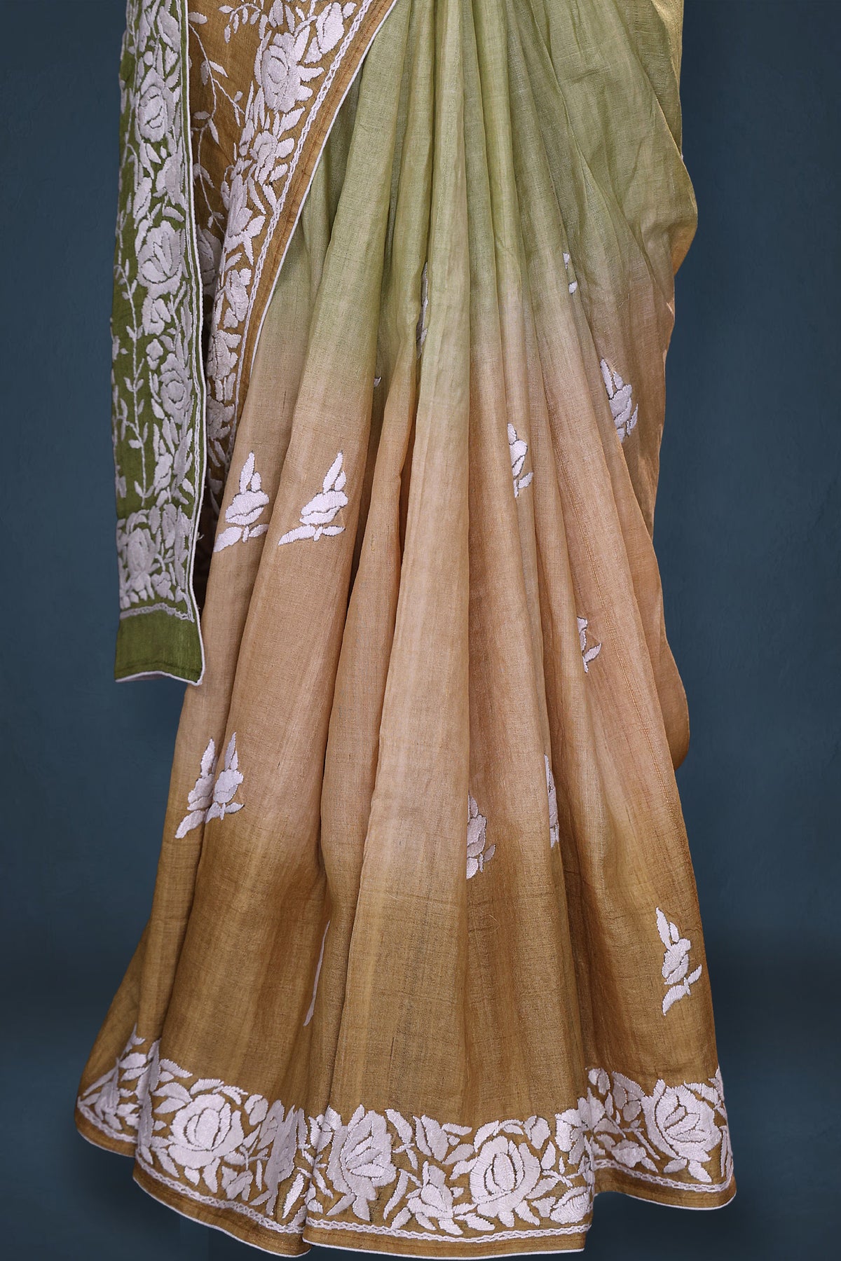 Tussar Shaded Parsi Hand Work