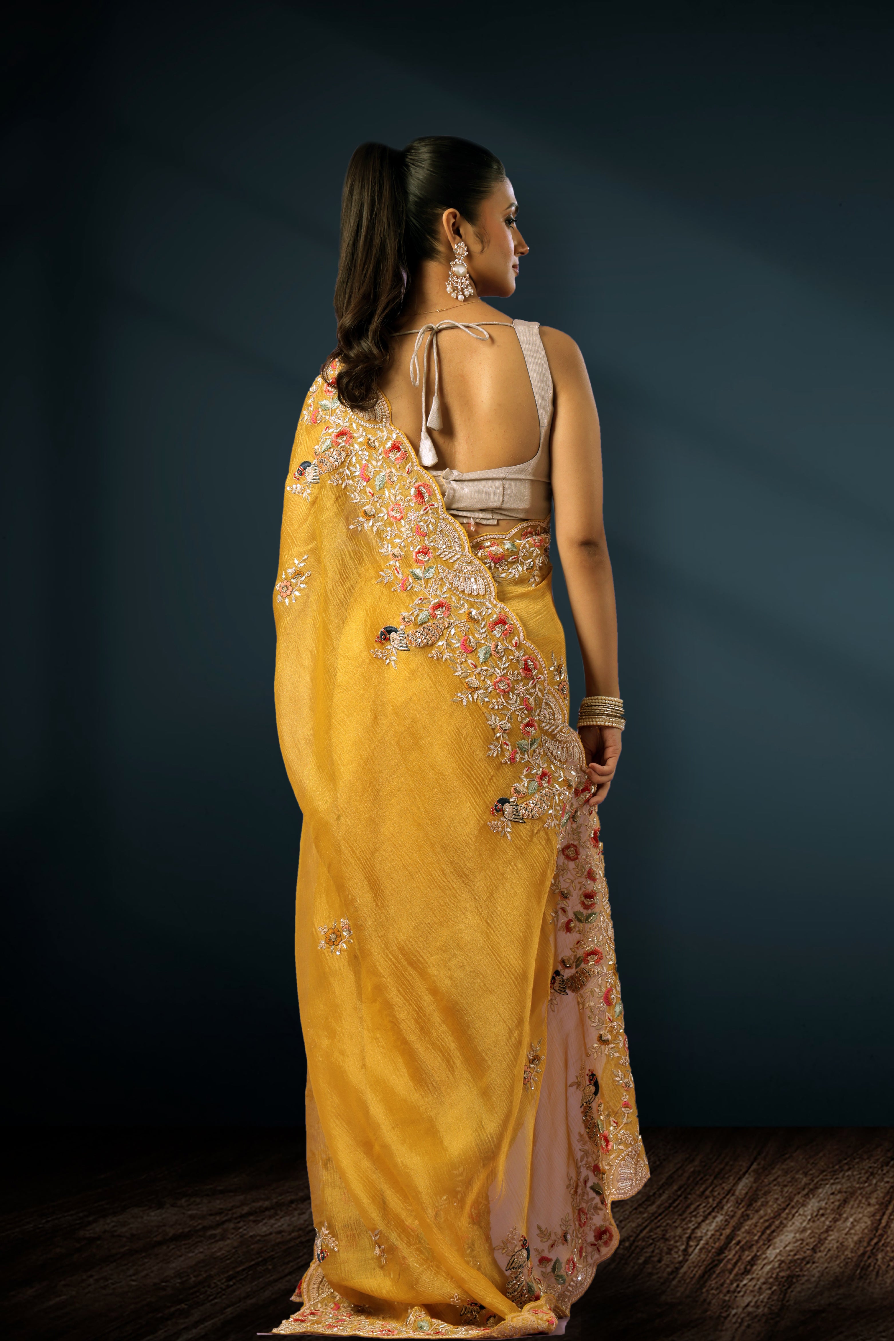 Exclusive Crush Tissue Zardosi Work