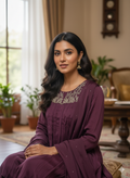 Chiffon Anarkali Zardosi Work 3PC Kurti Set