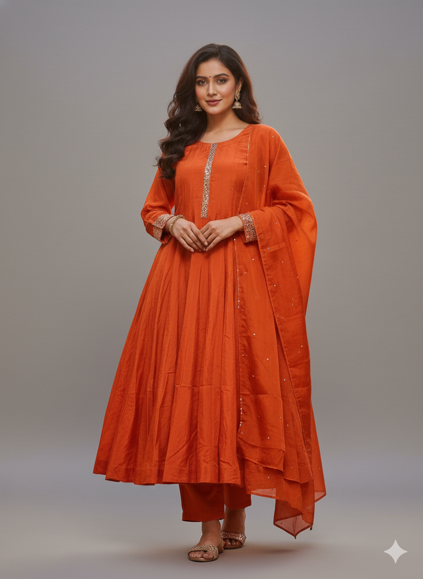Russian Silk Zardosi Work 3PC Kurti Set