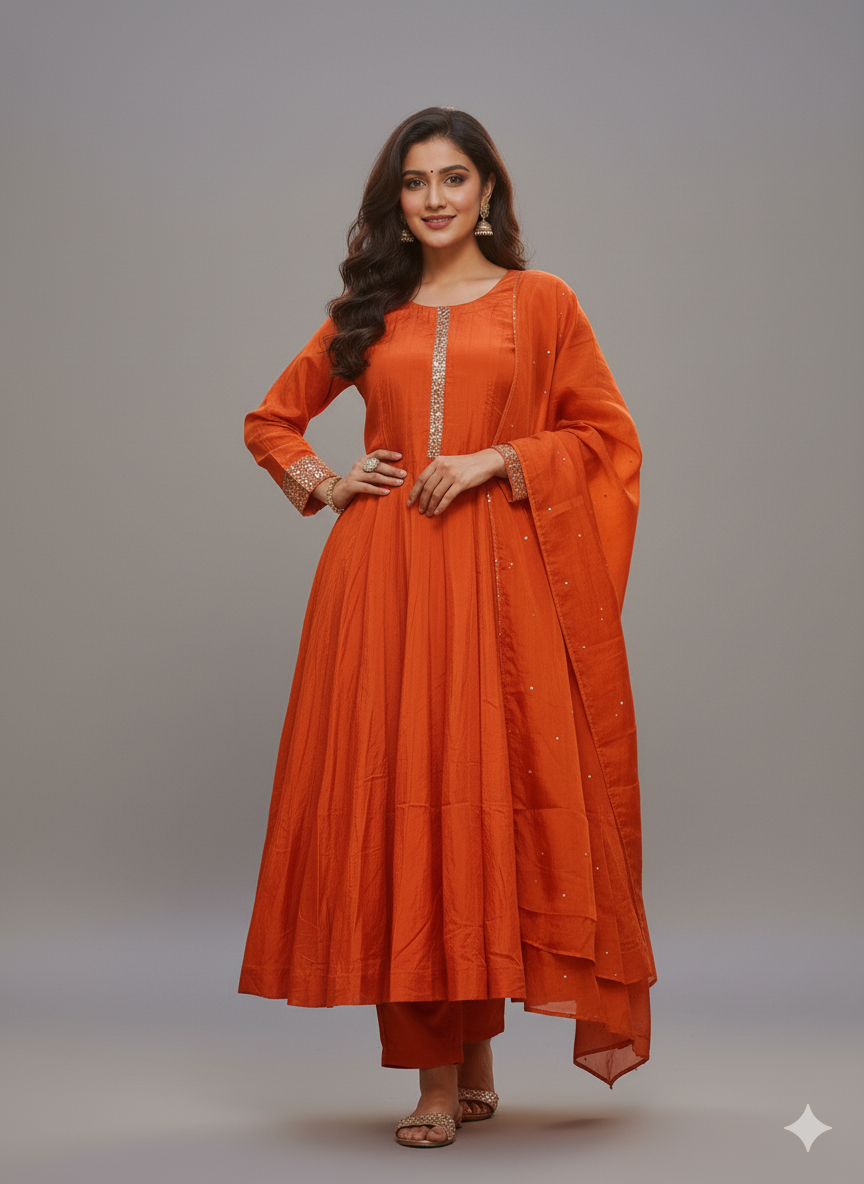 Russian Silk Zardosi Work 3PC Kurti Set