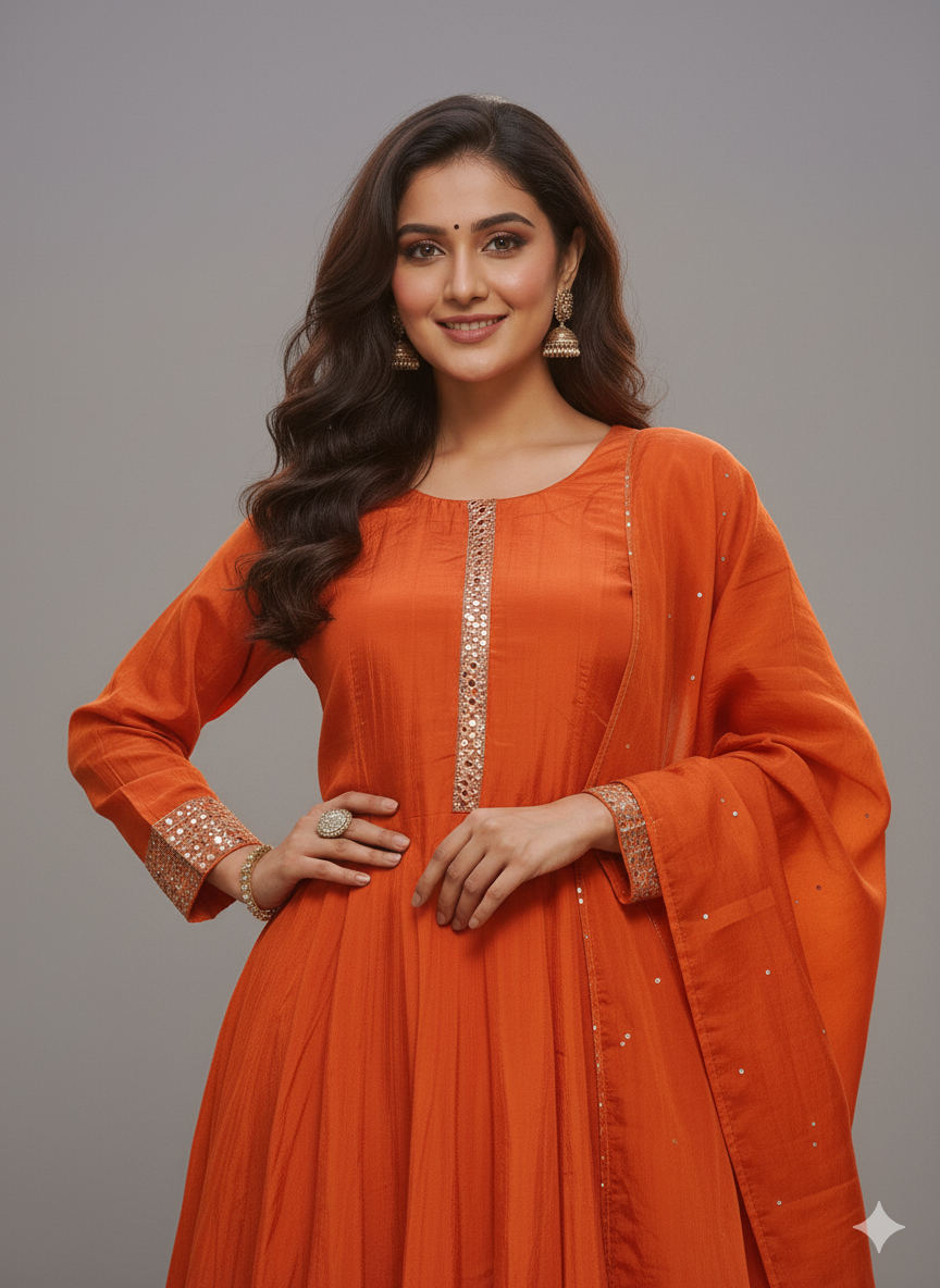 Russian Silk Zardosi Work 3PC Kurti Set