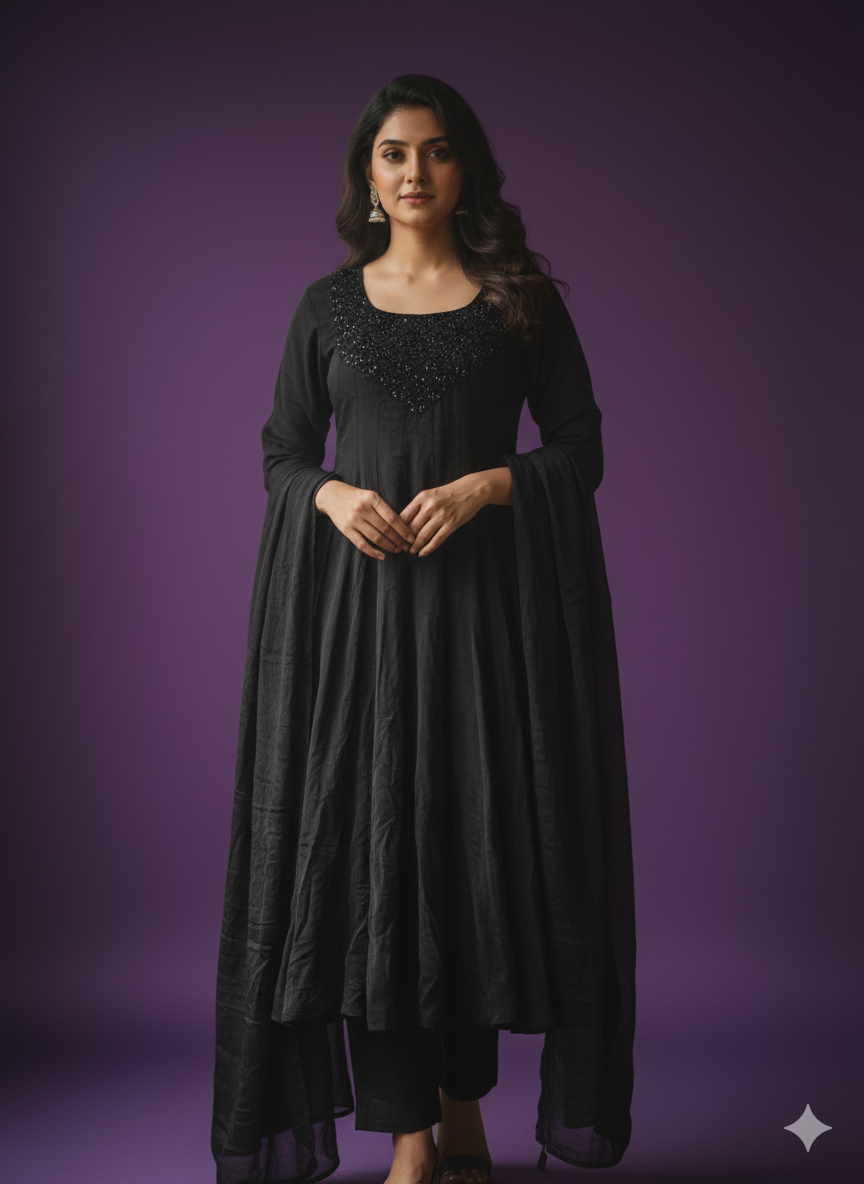 Chiffon Zardosi Work 3PC Kurti Set