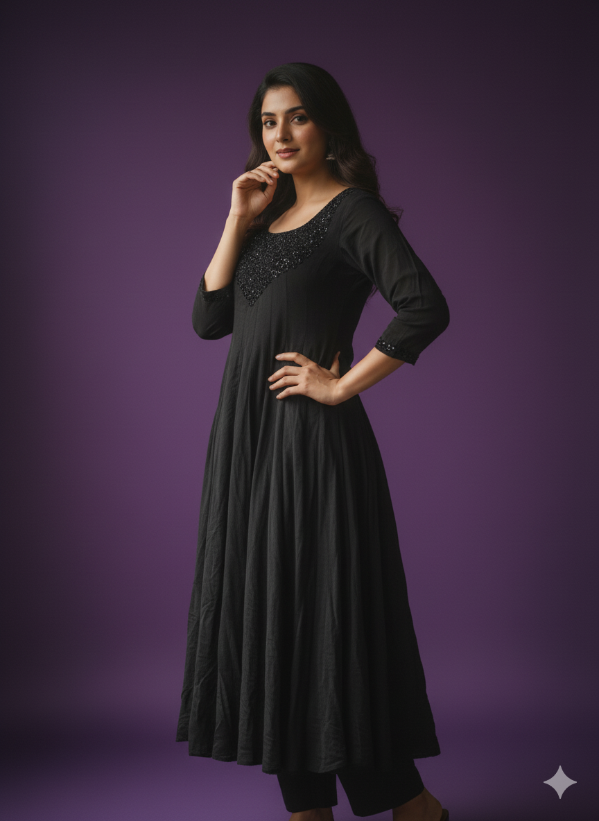 Chiffon Zardosi Work 3PC Kurti Set