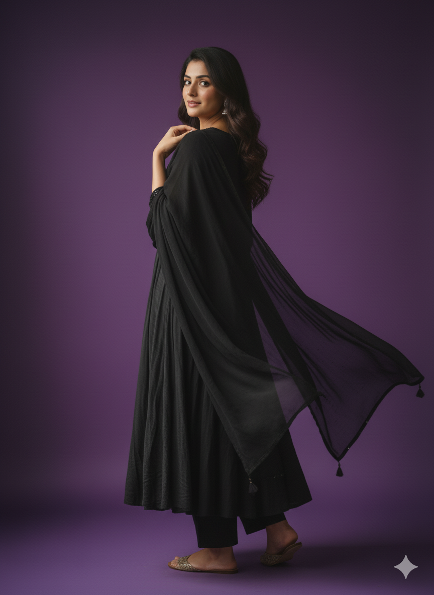 Chiffon Zardosi Work 3PC Kurti Set