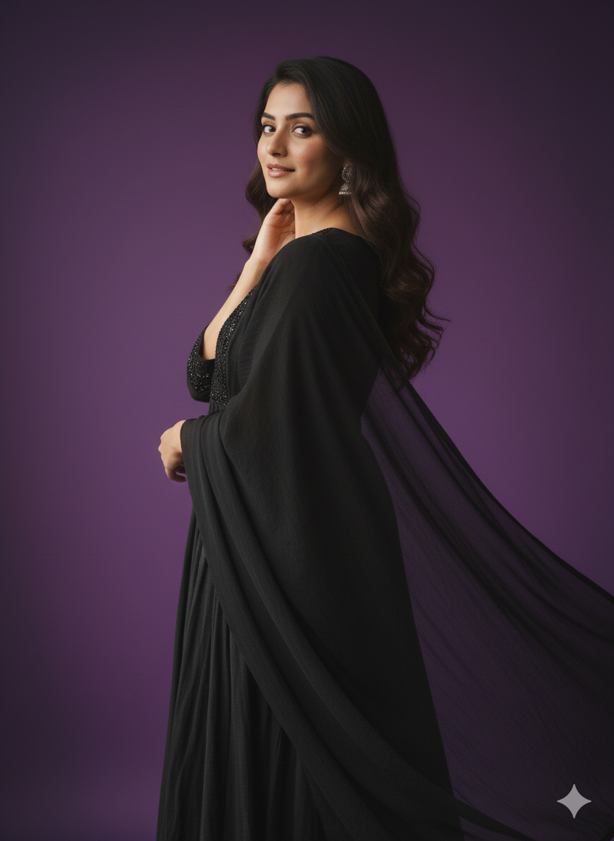 Chiffon Zardosi Work 3PC Kurti Set